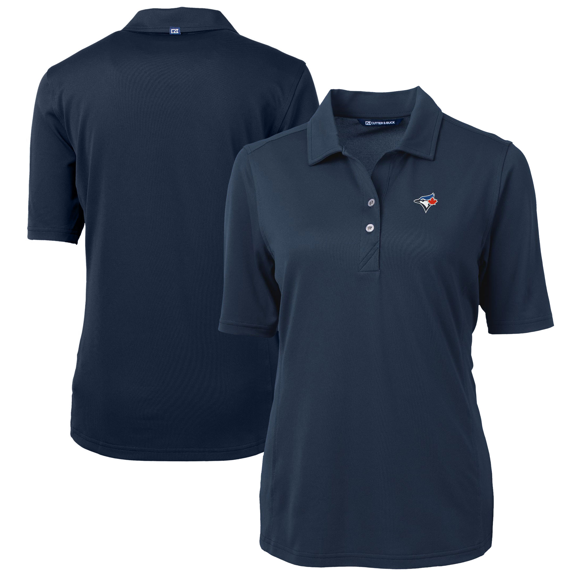 Women's Toronto Blue Jays  Cutter & Buck Navy DryTec Virtue Eco Pique Recycled Polo