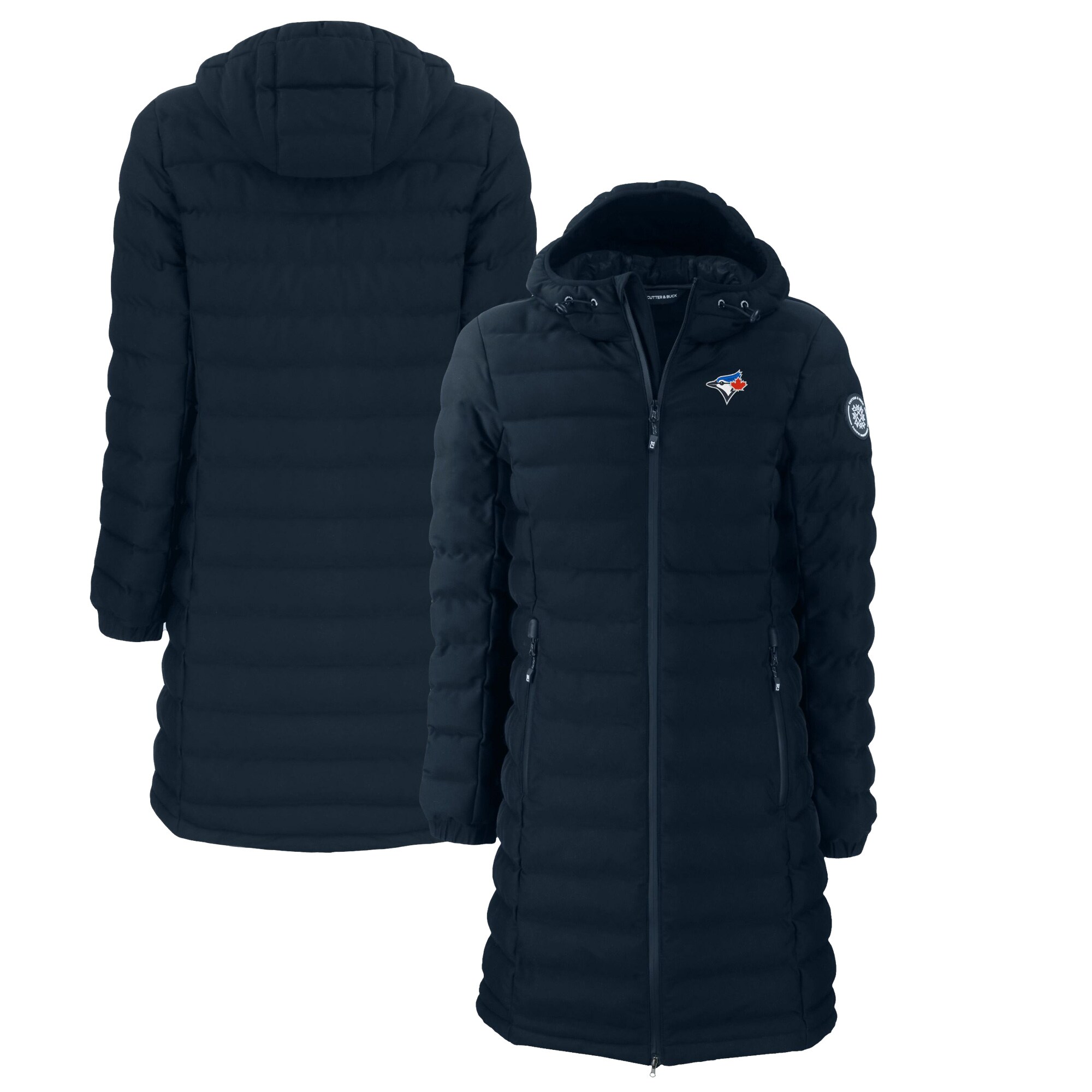 Women's Toronto Blue Jays Cutter & Buck Navy Mission Ridge Repreve Eco Insulated Full-Zip Long Puffer Jacket