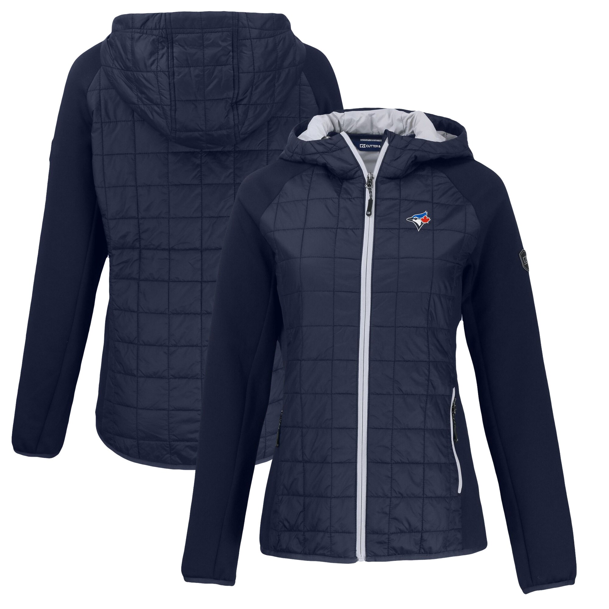 Women's Toronto Blue Jays Cutter & Buck Navy Rainier Primaloft Eco Full-Zip Hybrid Jacket