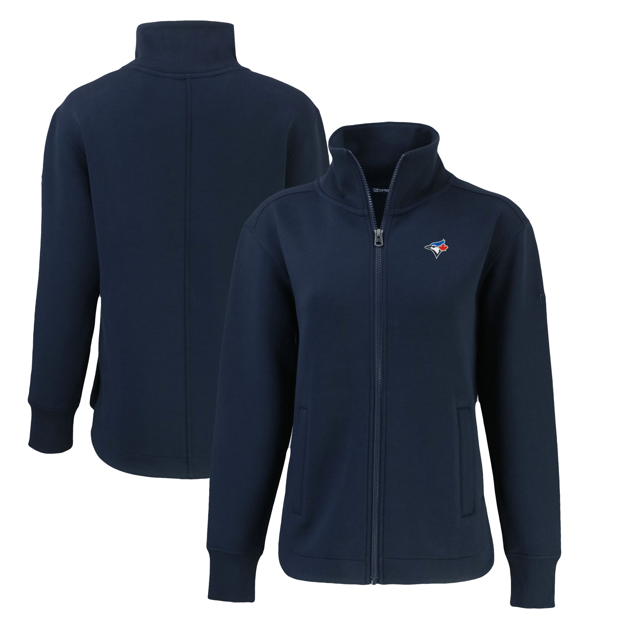 Women's Toronto Blue Jays Cutter & Buck Navy Roam Eco Recycled Full-Zip Jacket
