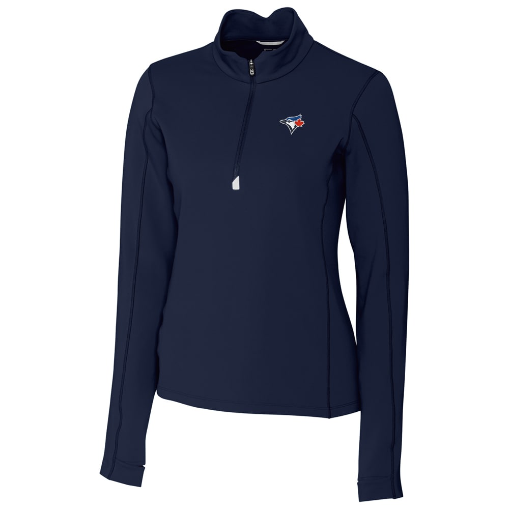 Women's Toronto Blue Jays Cutter & Buck Navy Traverse Half-Zip Pullover Jacket