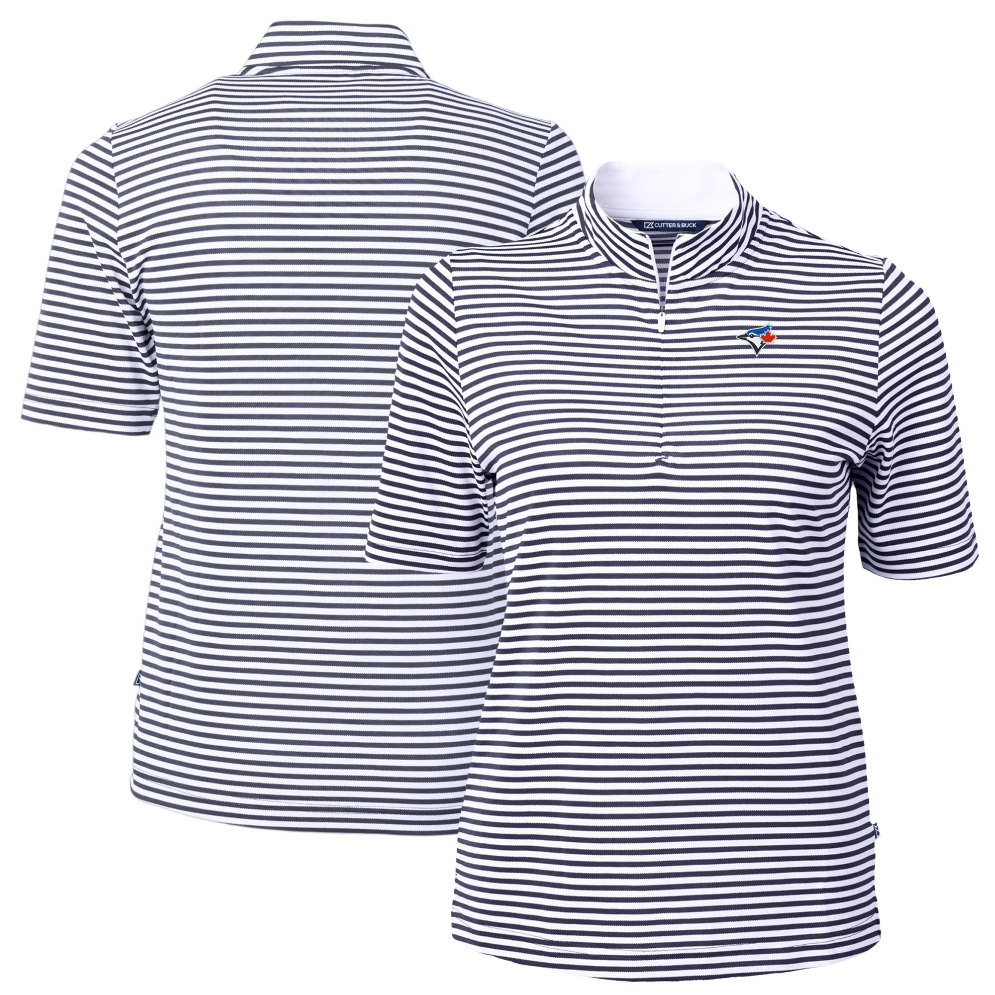 Women's Toronto Blue Jays  Cutter & Buck Navy Virtue Eco Pique Stripe Top