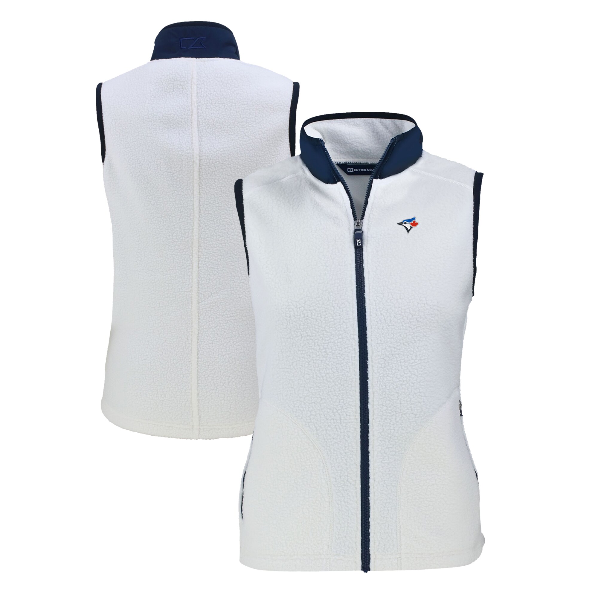 Women's Toronto Blue Jays  Cutter & Buck Oatmeal Cascade Eco Sherpa Fleece Full-Zip Vest