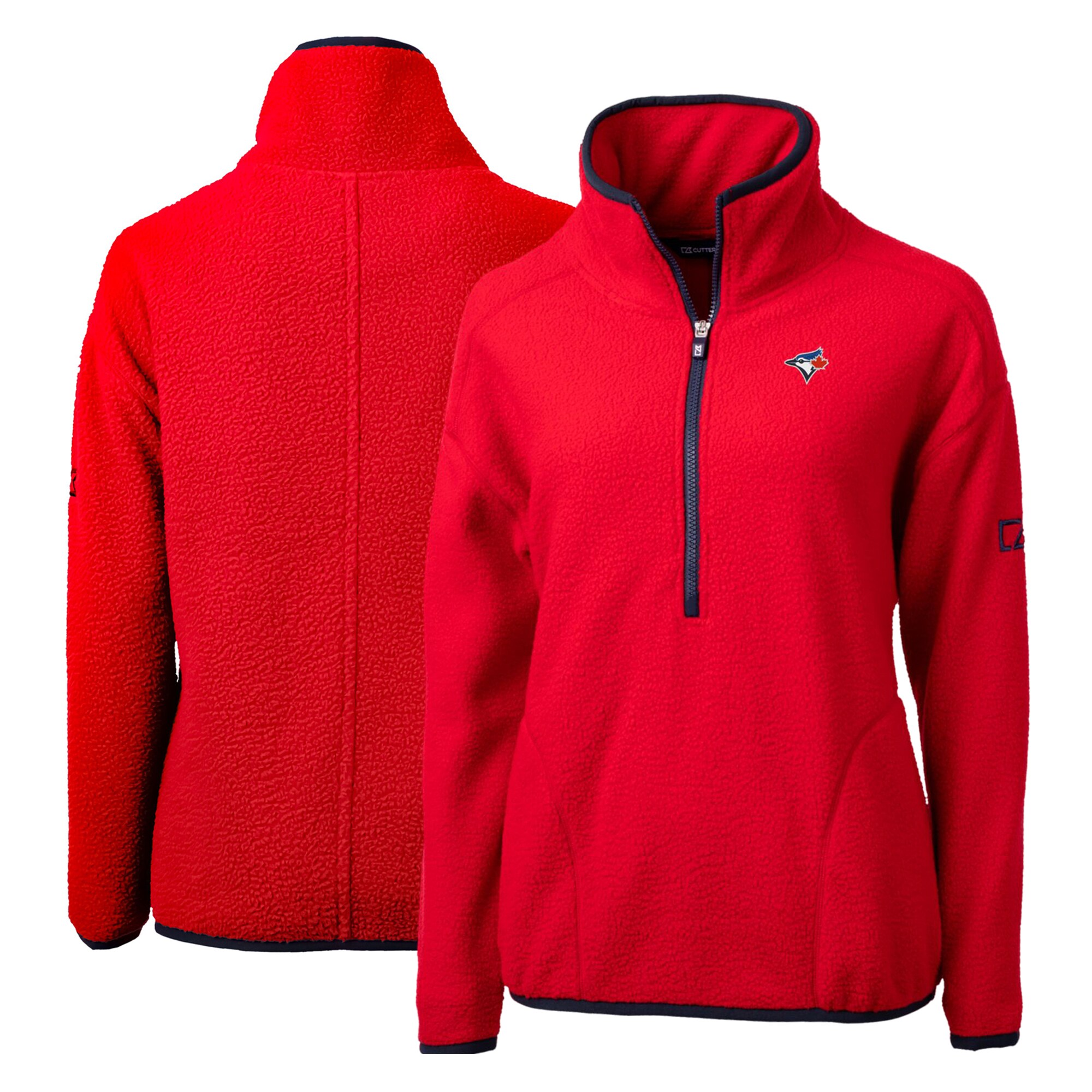 Women's Toronto Blue Jays Cutter & Buck Red Cascade Eco Sherpa Fleece Quarter-Zip Pullover Jacket