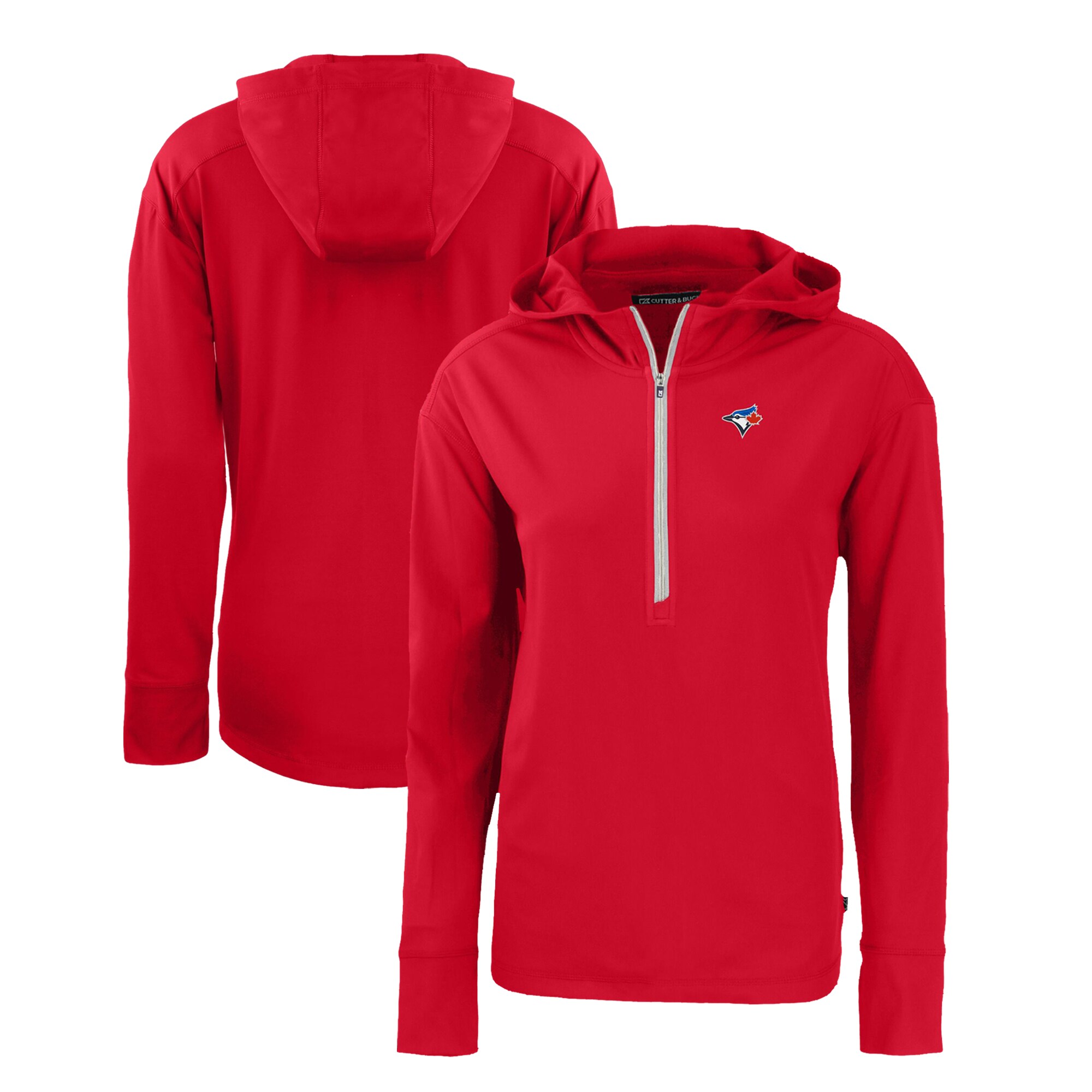 Women's Toronto Blue Jays  Cutter & Buck Red Daybreak Eco Recycled Half-Zip Hoodie