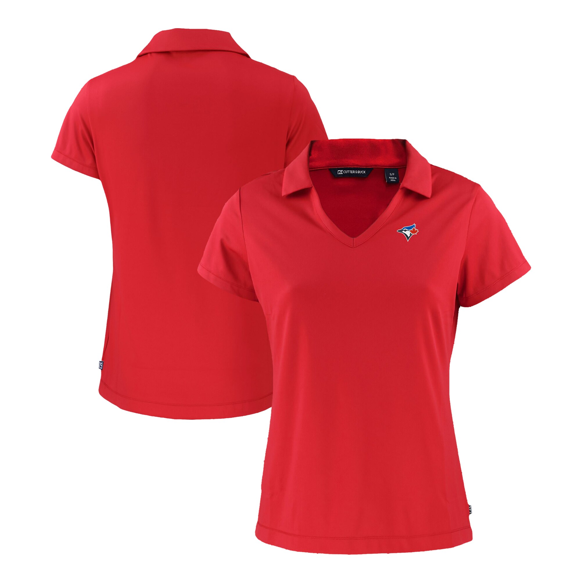 Women's Toronto Blue Jays  Cutter & Buck Red Daybreak Eco Recycled V-Neck Polo