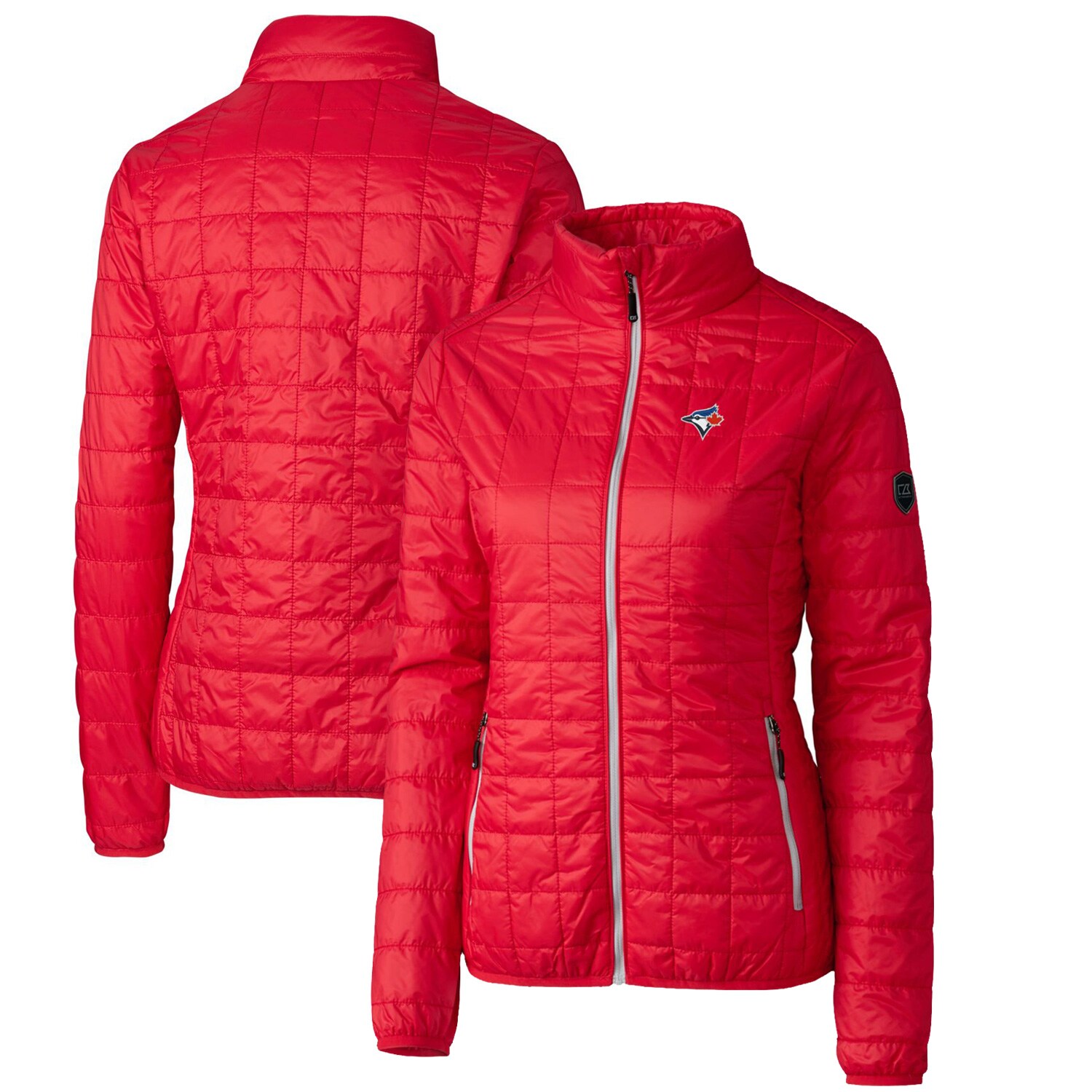 Women's Toronto Blue Jays Cutter & Buck Red Rainier PrimaLoft Eco Full-Zip Puffer Jacket