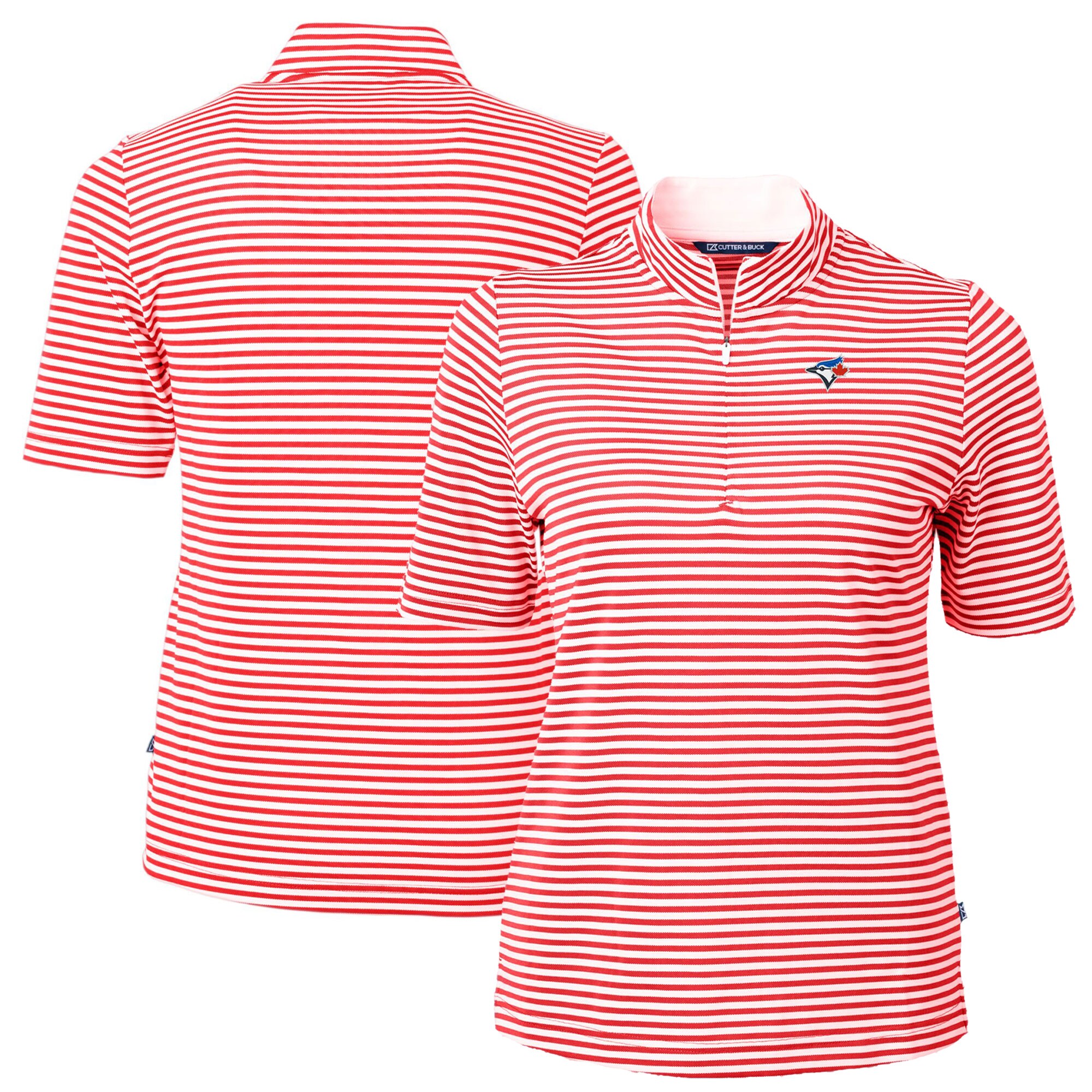 Women's Toronto Blue Jays  Cutter & Buck Red Virtue Eco Pique Stripe Top