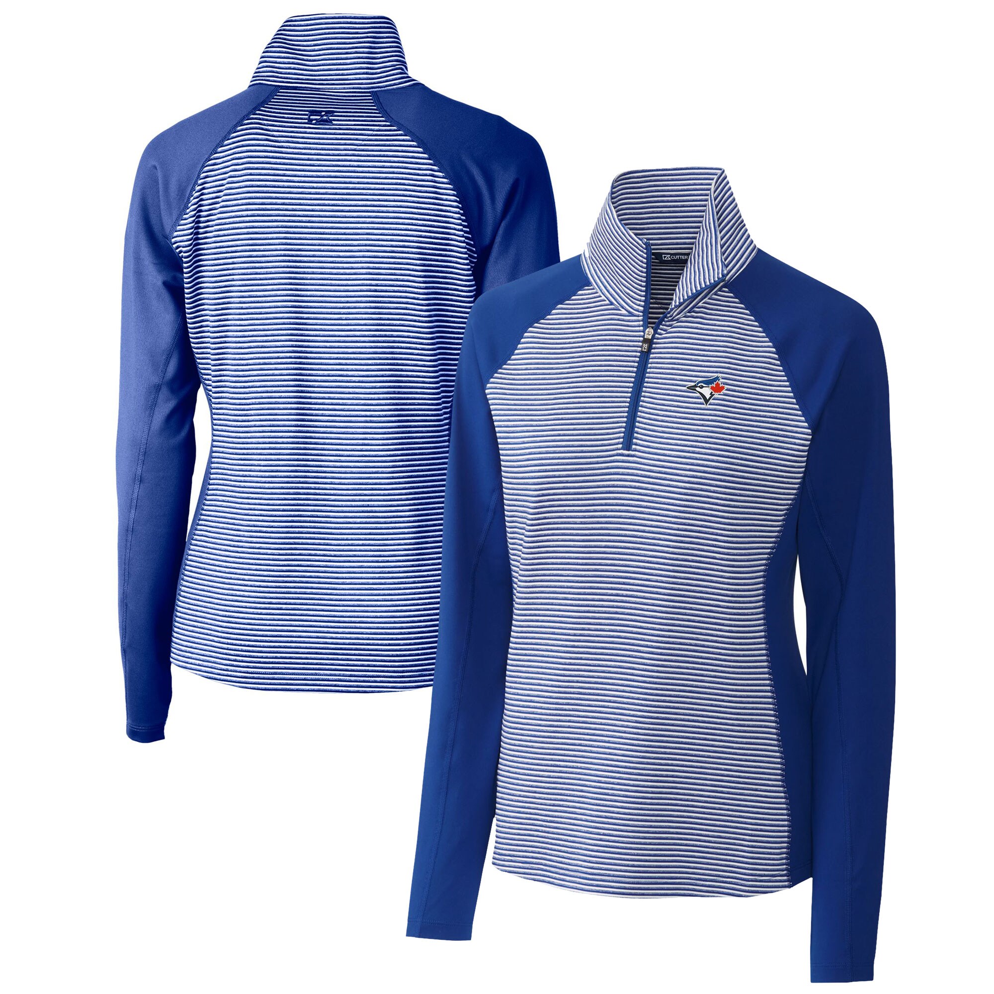 Women's Toronto Blue Jays  Cutter & Buck Royal DryTec Forge Tonal Stripe Half-Zip Top