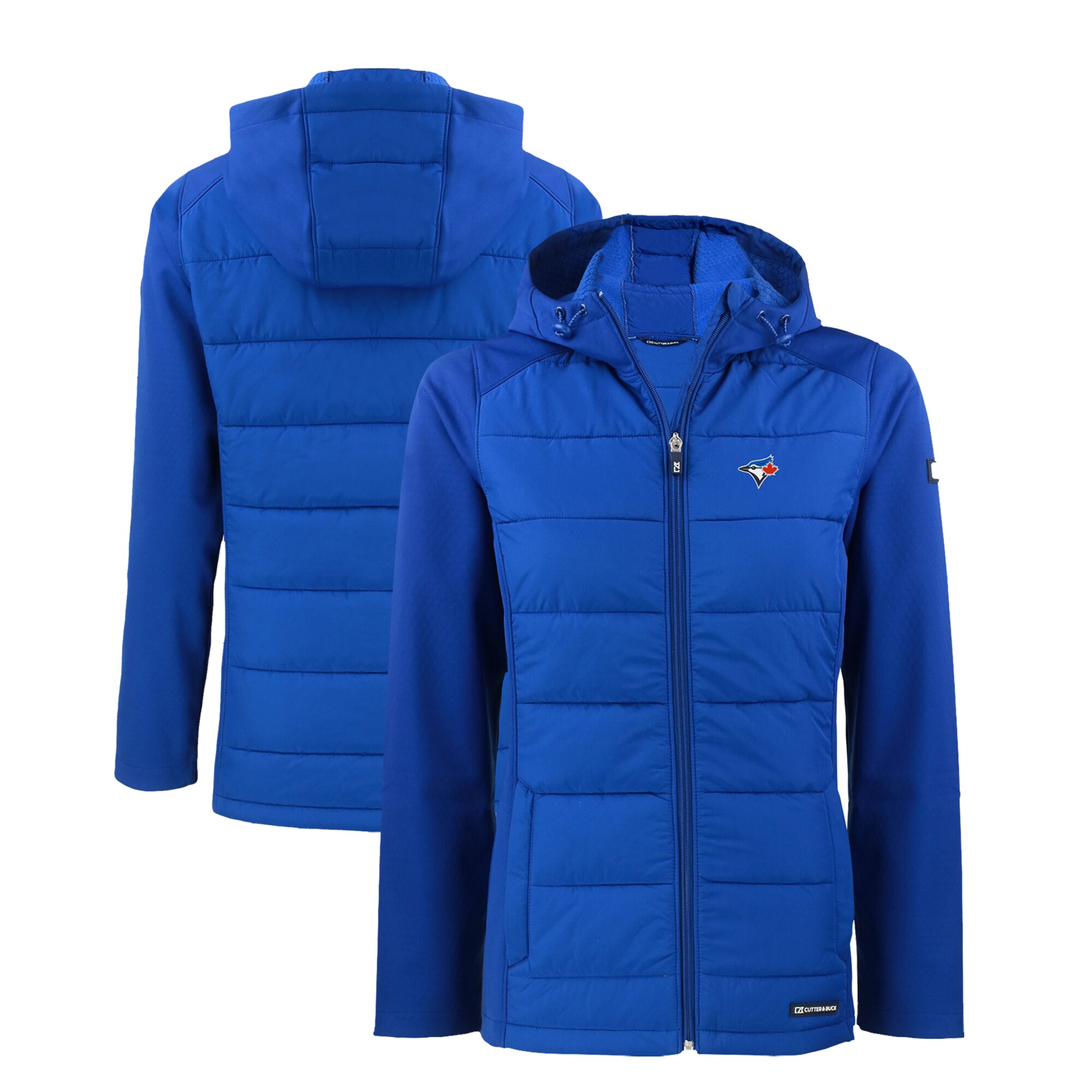 Women's Toronto Blue Jays  Cutter & Buck Royal Evoke Hybrid Eco Softshell Recycled Full-Zip Hoodie Jacket