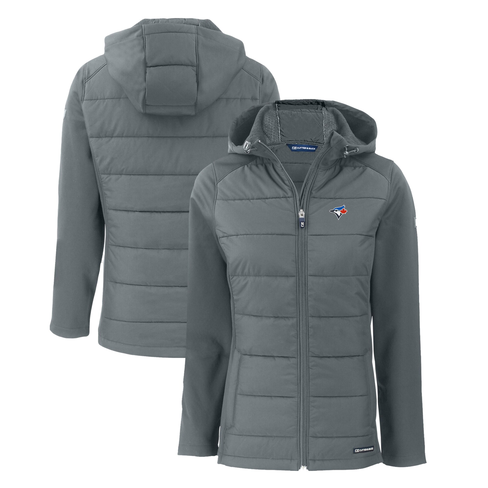 Women's Toronto Blue Jays  Cutter & Buck Steel Evoke Hybrid Eco Softshell Recycled Full-Zip Hoodie Jacket