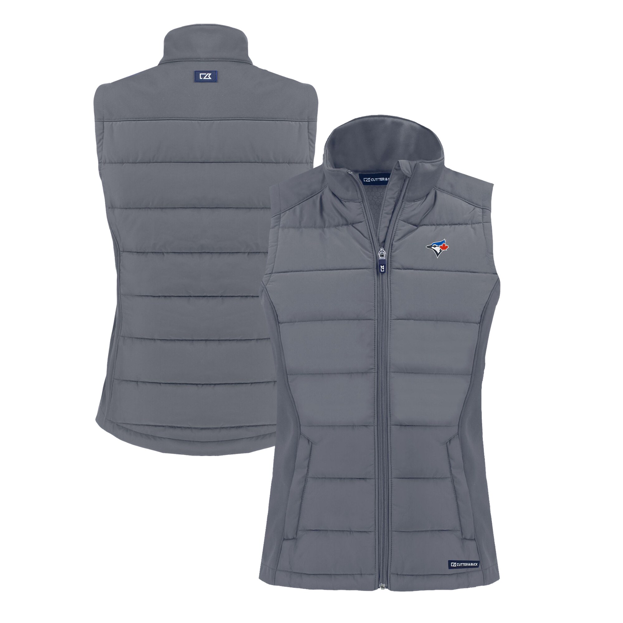 Women's Toronto Blue Jays  Cutter & Buck Steel Evoke Hybrid Eco Softshell Recycled Full-Zip Vest