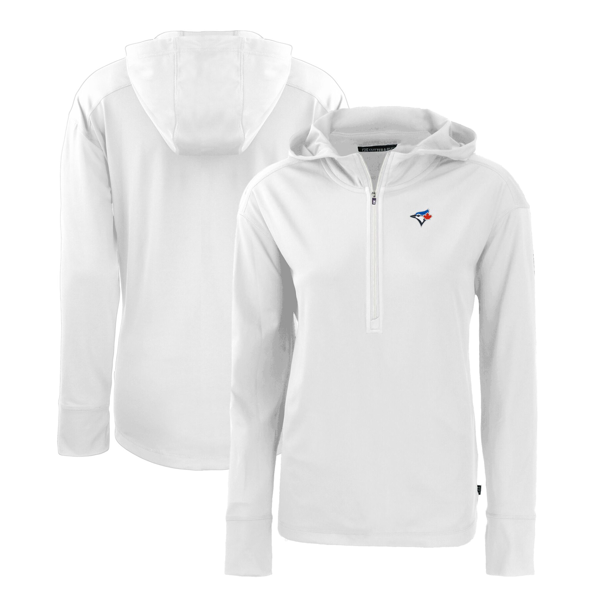 Women's Toronto Blue Jays  Cutter & Buck White Daybreak Eco Recycled Half-Zip Hoodie