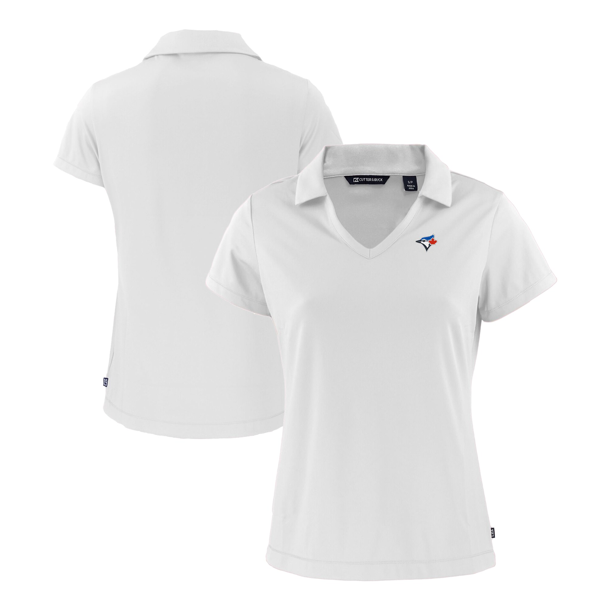 Women's Toronto Blue Jays  Cutter & Buck White Daybreak Eco Recycled V-Neck Polo