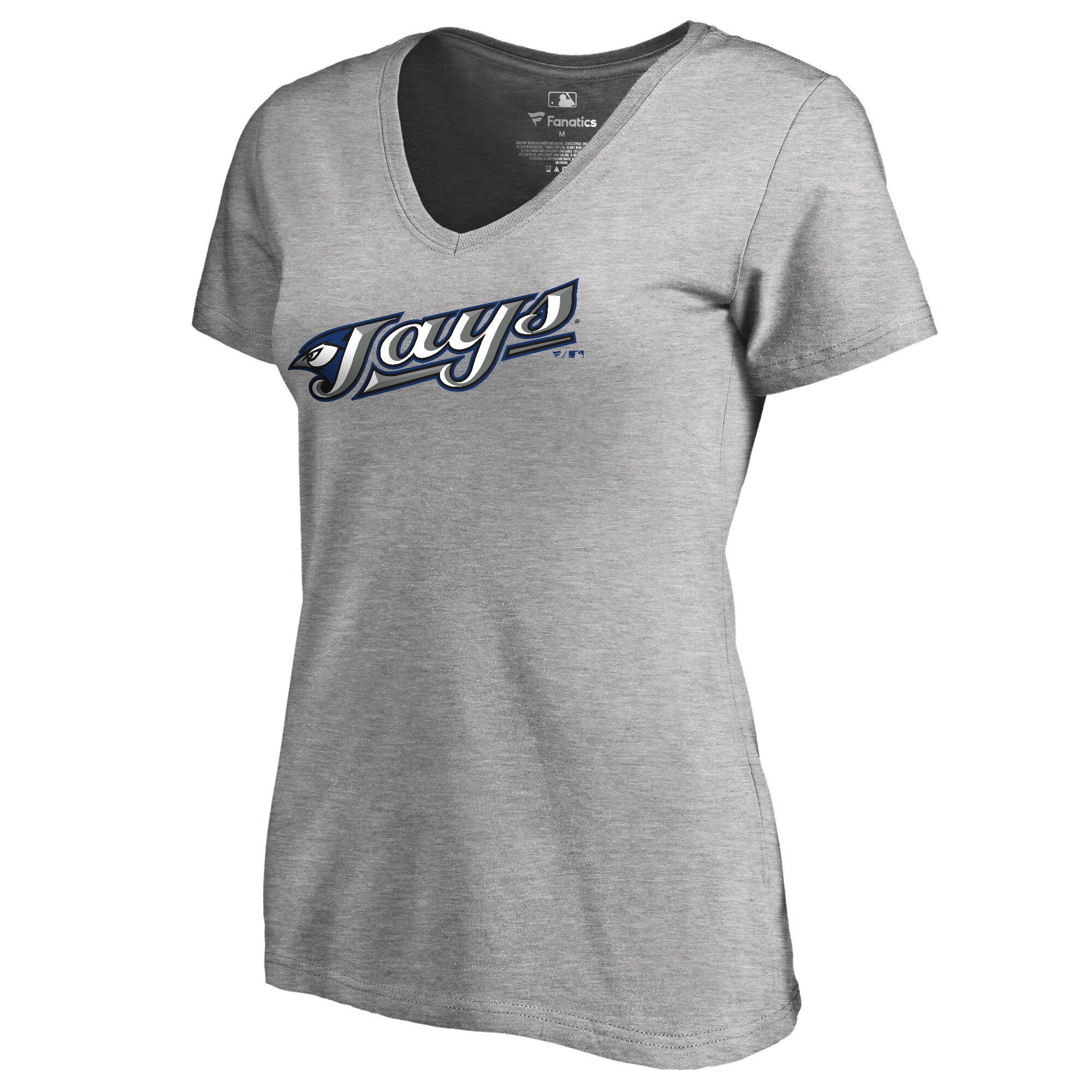 Women's Toronto Blue Jays  Branded Ash Cooperstown Collection Wahconah V-Neck T-Shirt