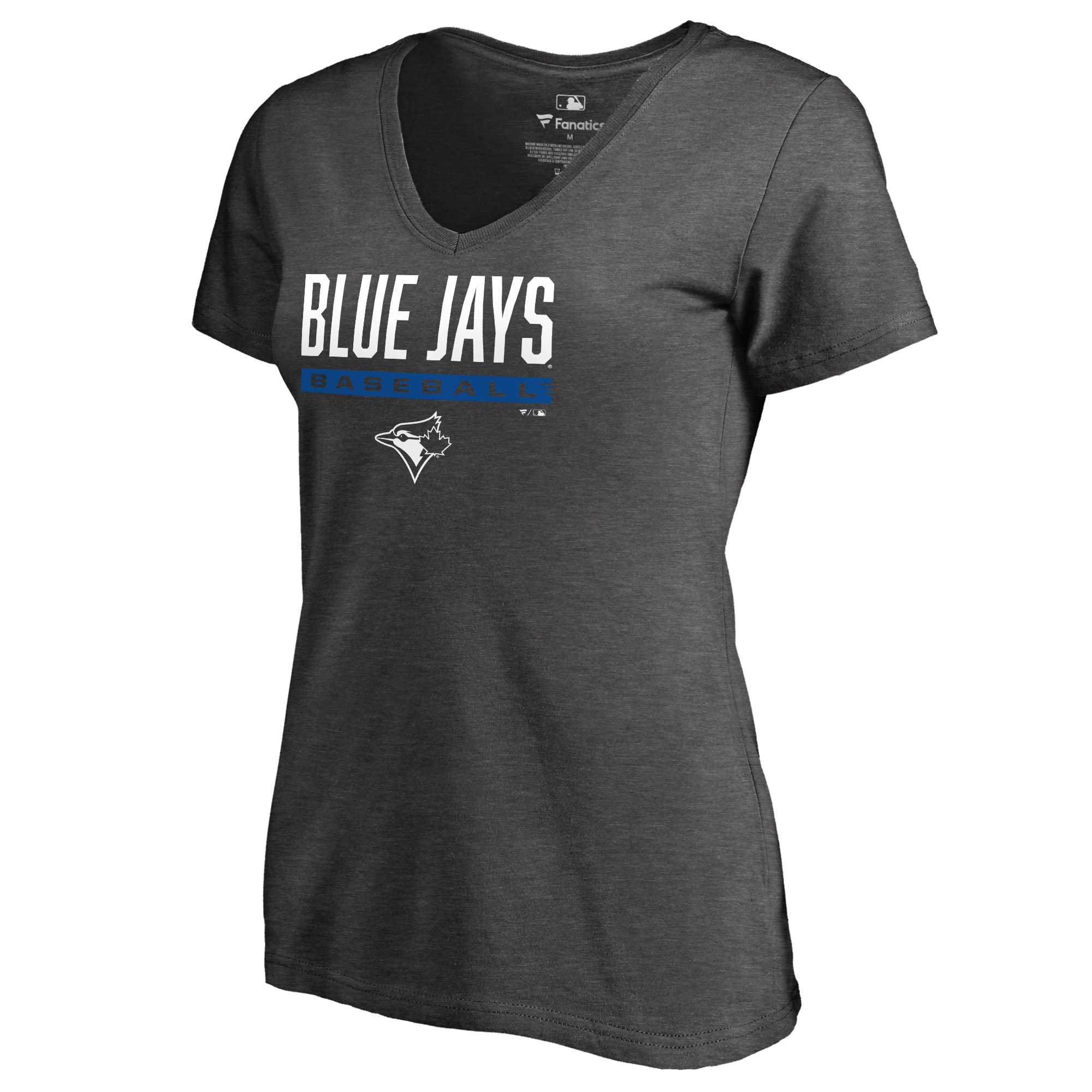 Women's Toronto Blue Jays  Branded Ash Win Stripe V-Neck T-Shirt