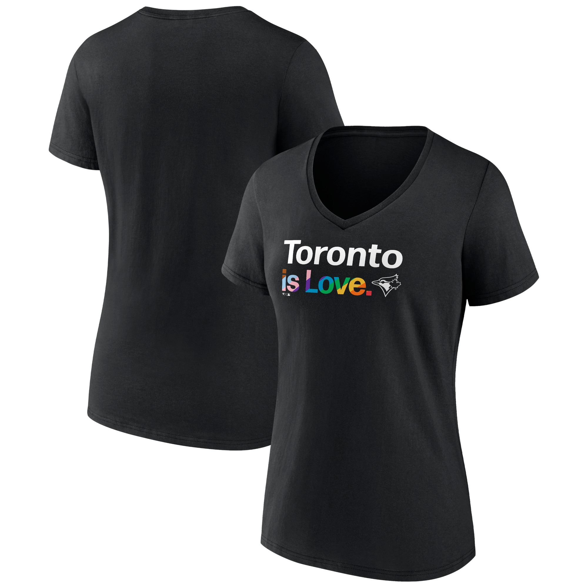 Women's Toronto Blue Jays  Branded Black City Pride V-Neck T-Shirt