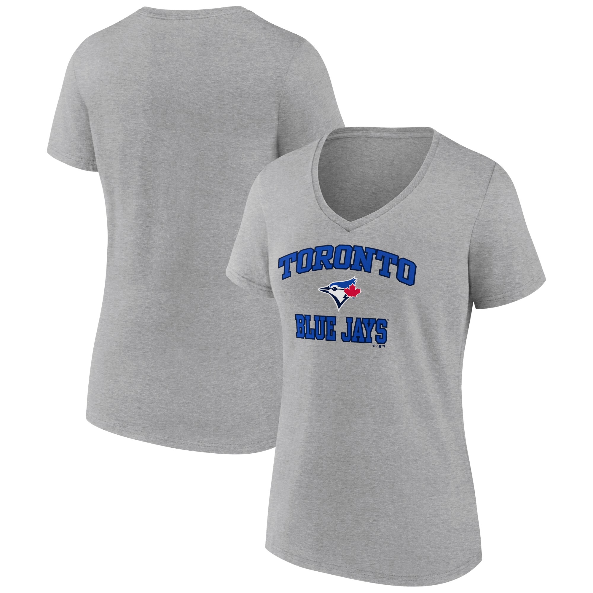 Women's Toronto Blue Jays  Branded Gray Heart and Soul V-Neck T-Shirt