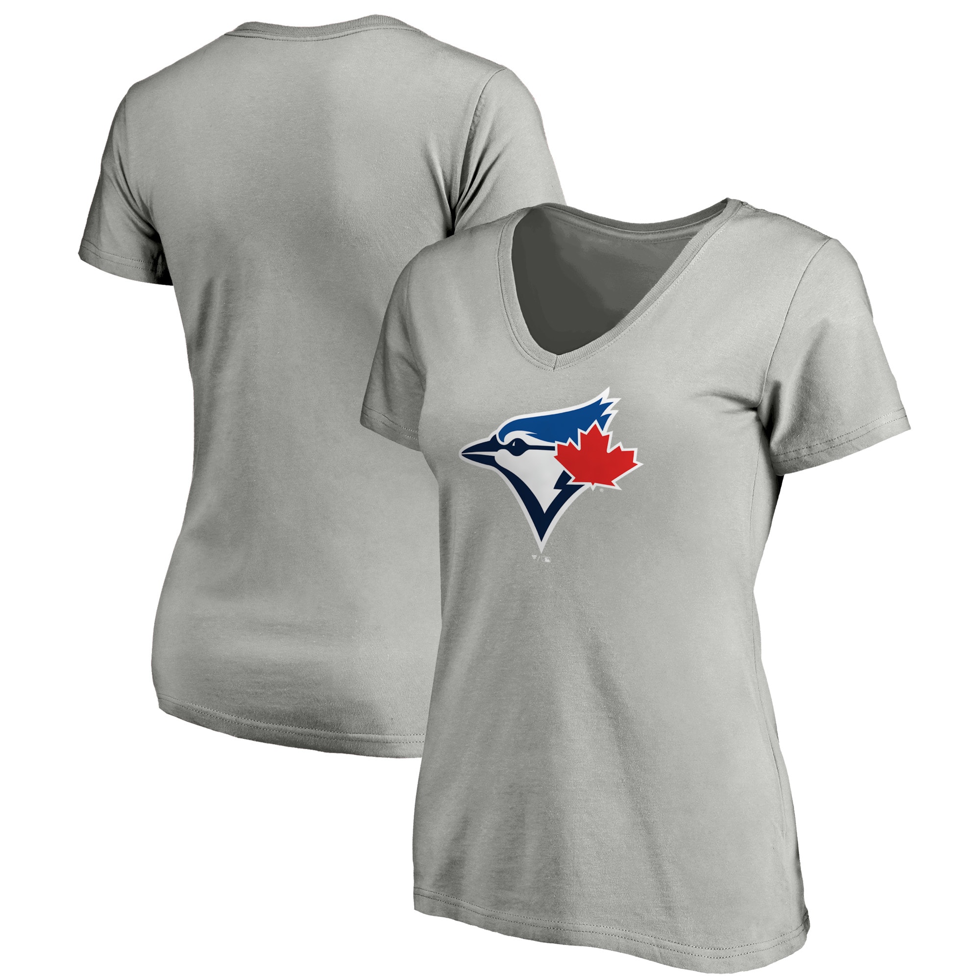 Women's Toronto Blue Jays  Branded Heathered Gray Core Official Logo V-Neck T-Shirt