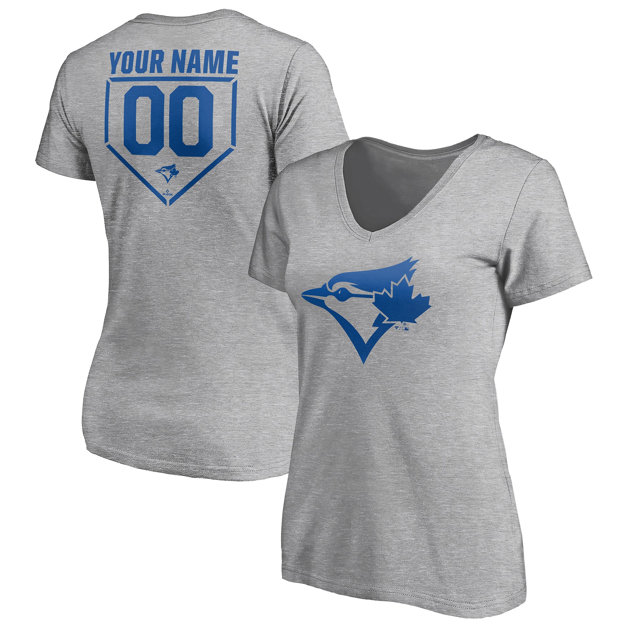 Women's Toronto Blue Jays  Branded Heathered Gray Personalized RBI Logo V-Neck T-Shirt