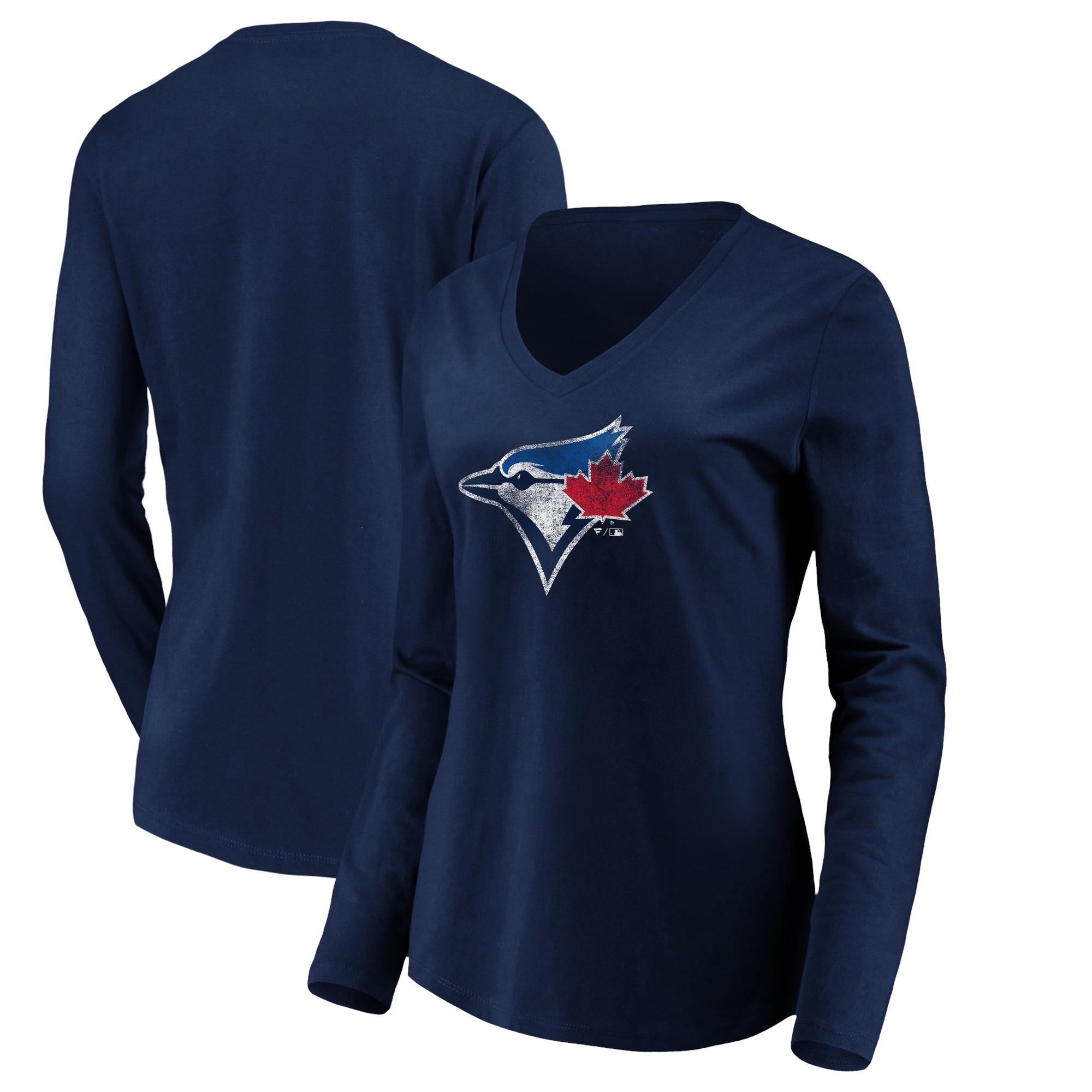 Women's Toronto Blue Jays  Branded Navy Core Distressed Team Long Sleeve T-Shirt