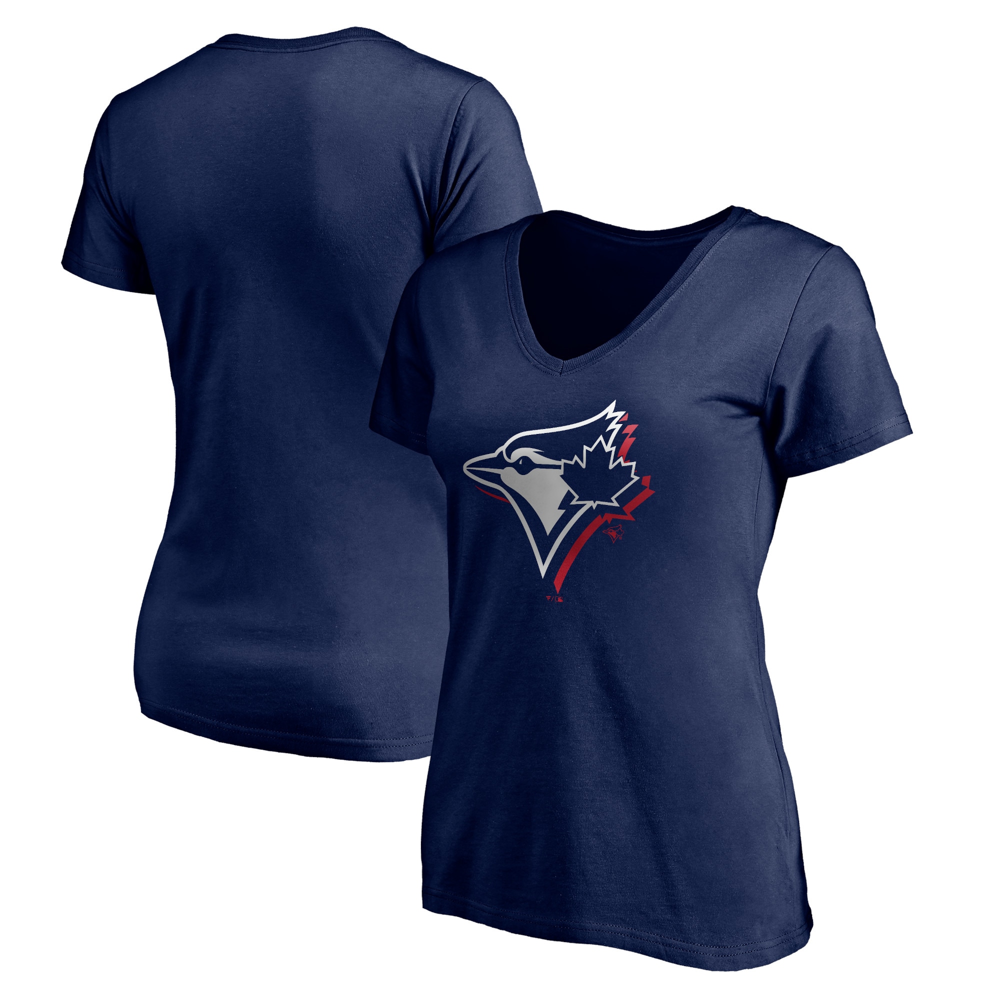Women's Toronto Blue Jays  Branded Navy Red White and Team V-Neck T-Shirt