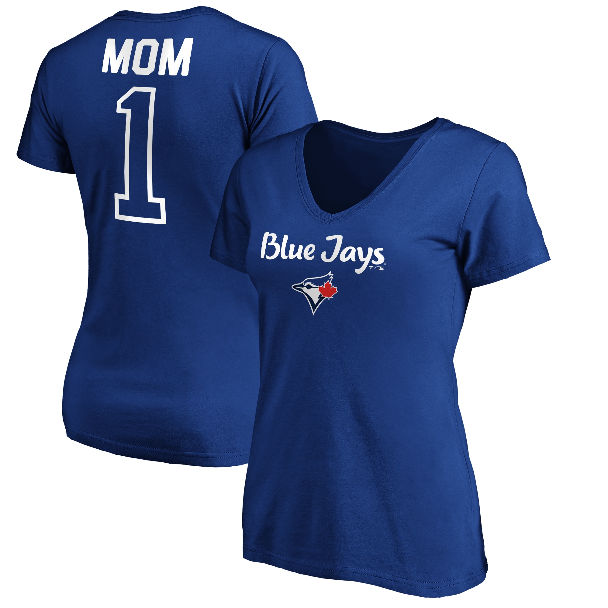 Women's Toronto Blue Jays  Branded Royal #1 Mom Logo V-Neck T-Shirt