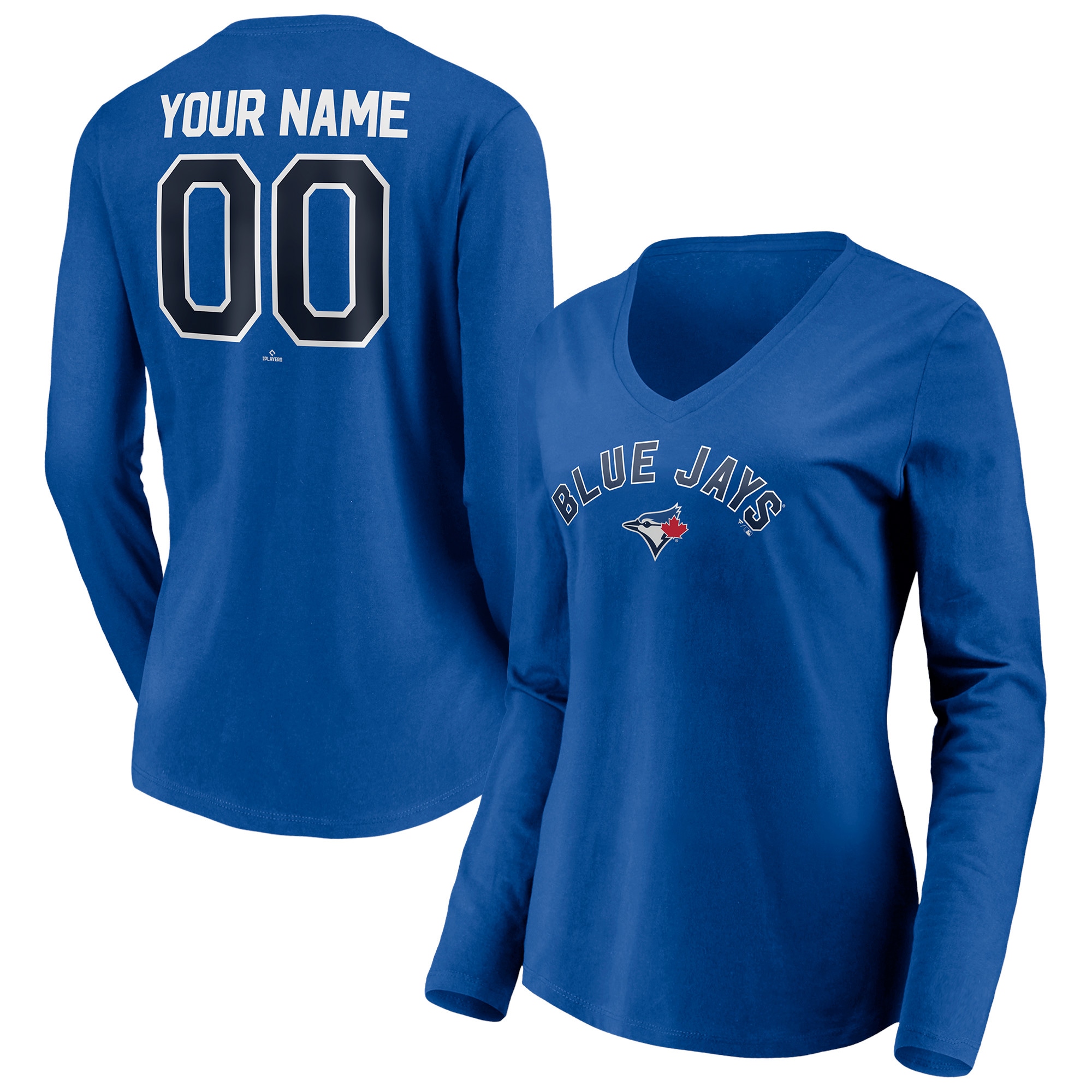 Women's Toronto Blue Jays  Branded Royal Personalized Winning Streak Name & Number Long Sleeve V-Neck T-Shirt