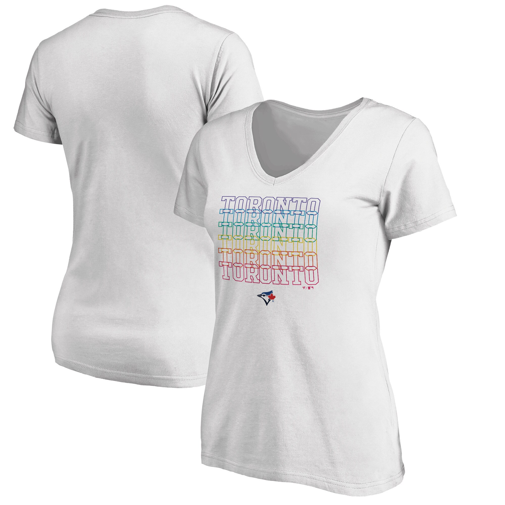 Women's Toronto Blue Jays  Branded White City Pride V-Neck T-Shirt