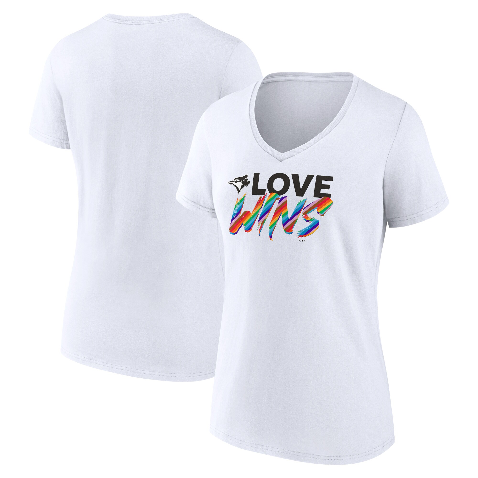 Women's Toronto Blue Jays  Branded White Love Wins V-Neck T-Shirt