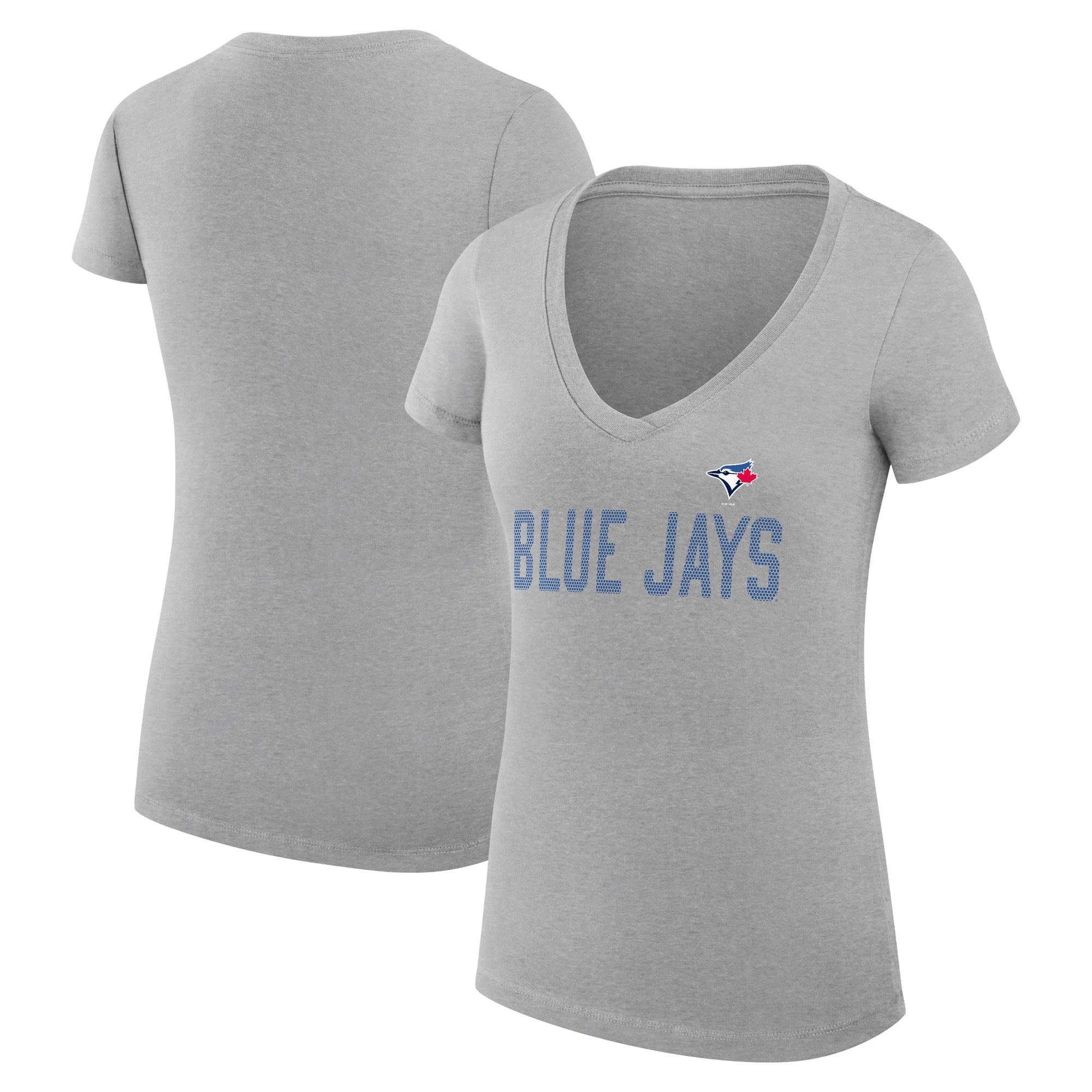 Women's Toronto Blue Jays  G-III 4Her by Carl Banks Gray Dot Print V-Neck Fitted T-Shirt