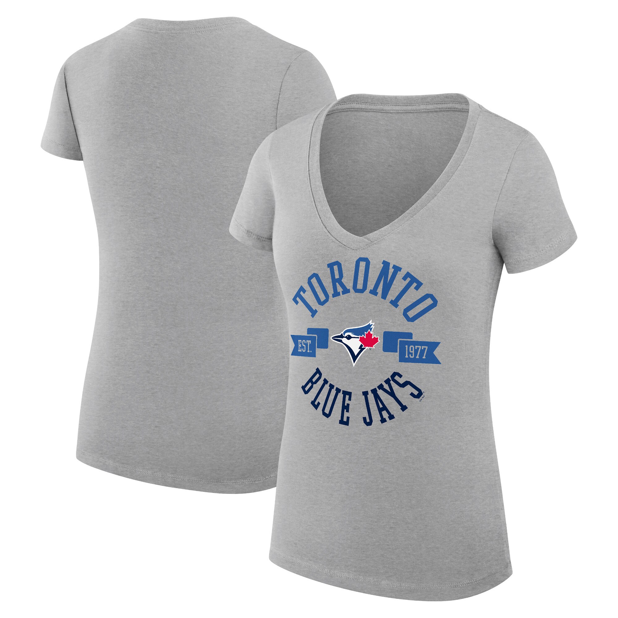 Women's Toronto Blue Jays G-III 4Her by Carl Banks Heather Gray City Graphic V-Neck Fitted T-Shirt