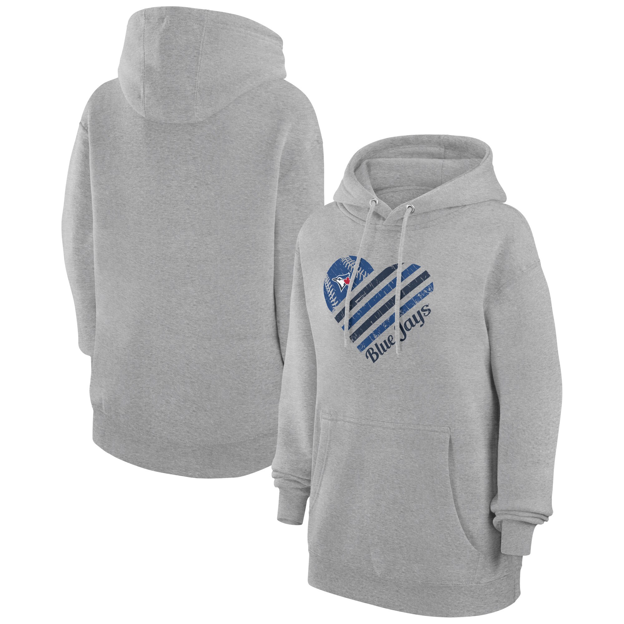 Women's Toronto Blue Jays  G-III 4Her by Carl Banks Heather Gray Heart Fleece Pullover Hoodie