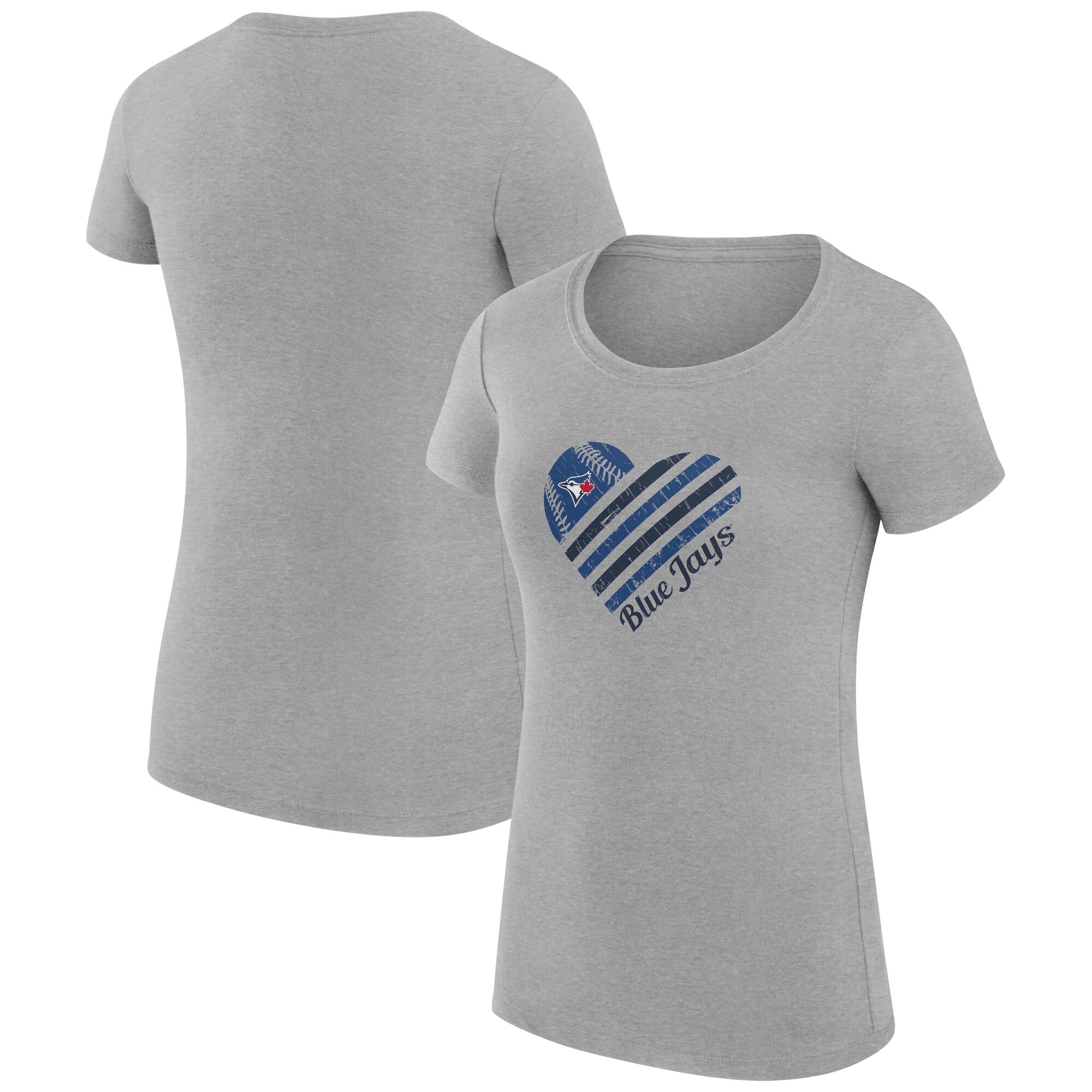 Women's Toronto Blue Jays  G-III 4Her by Carl Banks Heather Gray Heart Graphic Fitted T-Shirt