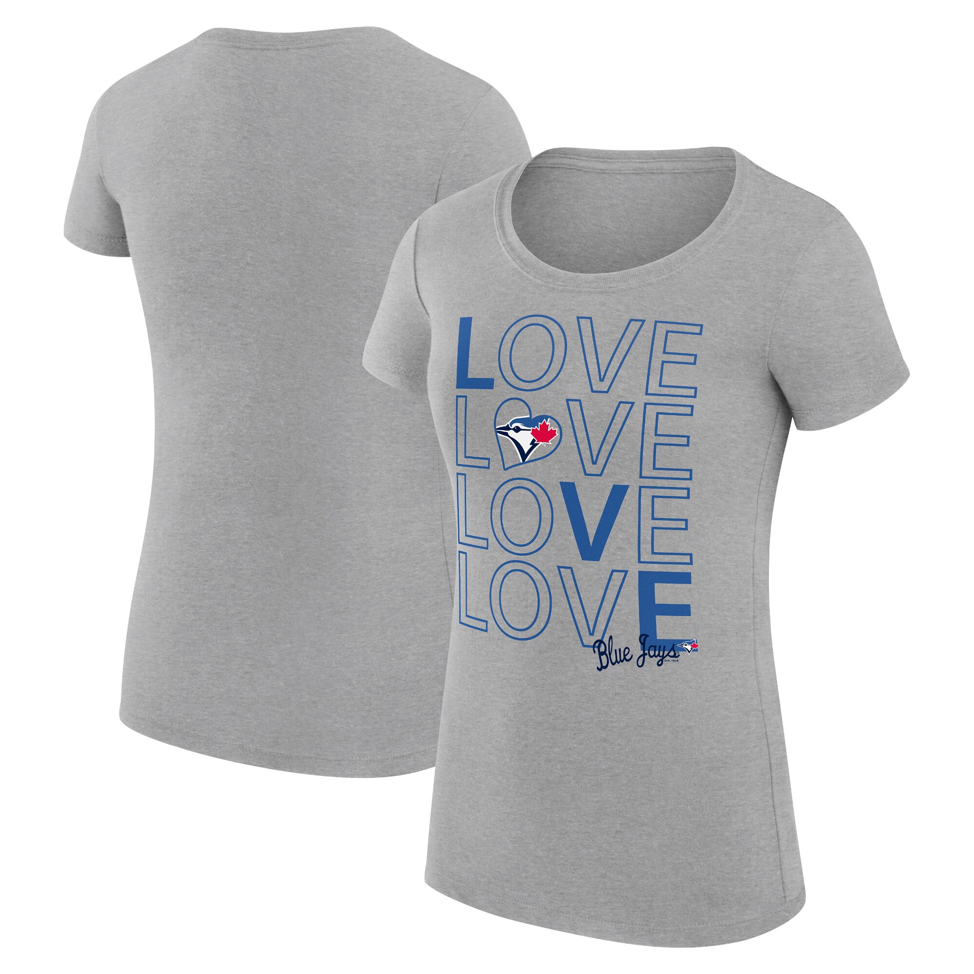 Women's Toronto Blue Jays G-III 4Her by Carl Banks Heather Gray Love Graphic Team Fitted T-Shirt