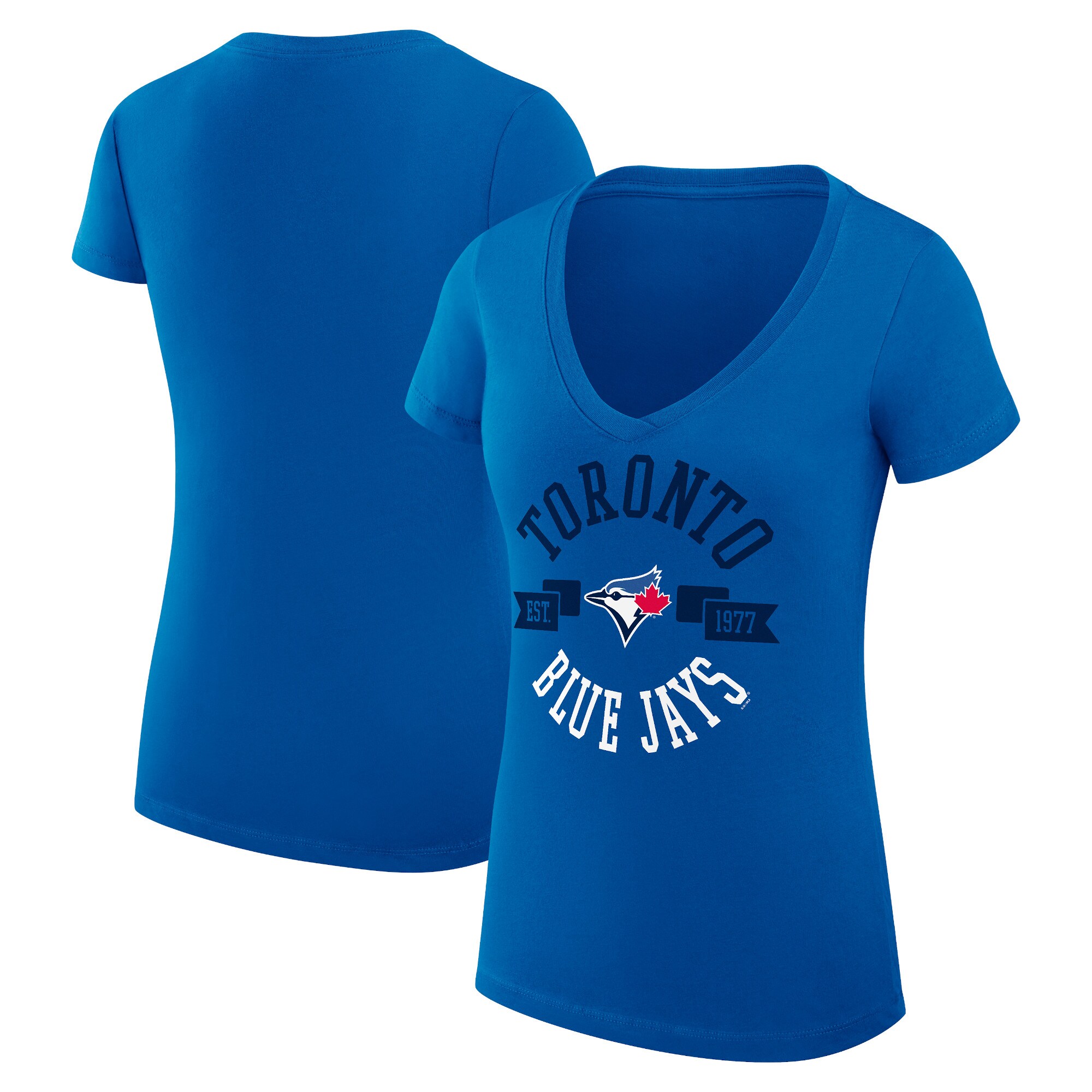 Women's Toronto Blue Jays G-III 4Her by Carl Banks Royal City Graphic V-Neck Fitted T-Shirt