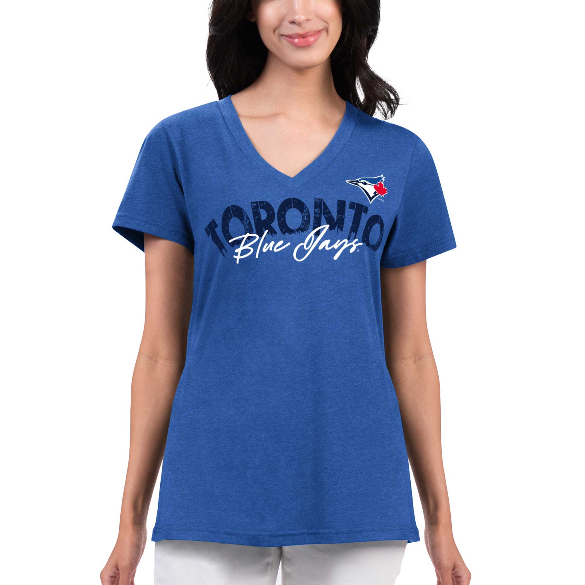 Women's Toronto Blue Jays G-III 4Her by Carl Banks Royal Key Move V-Neck T-Shirt