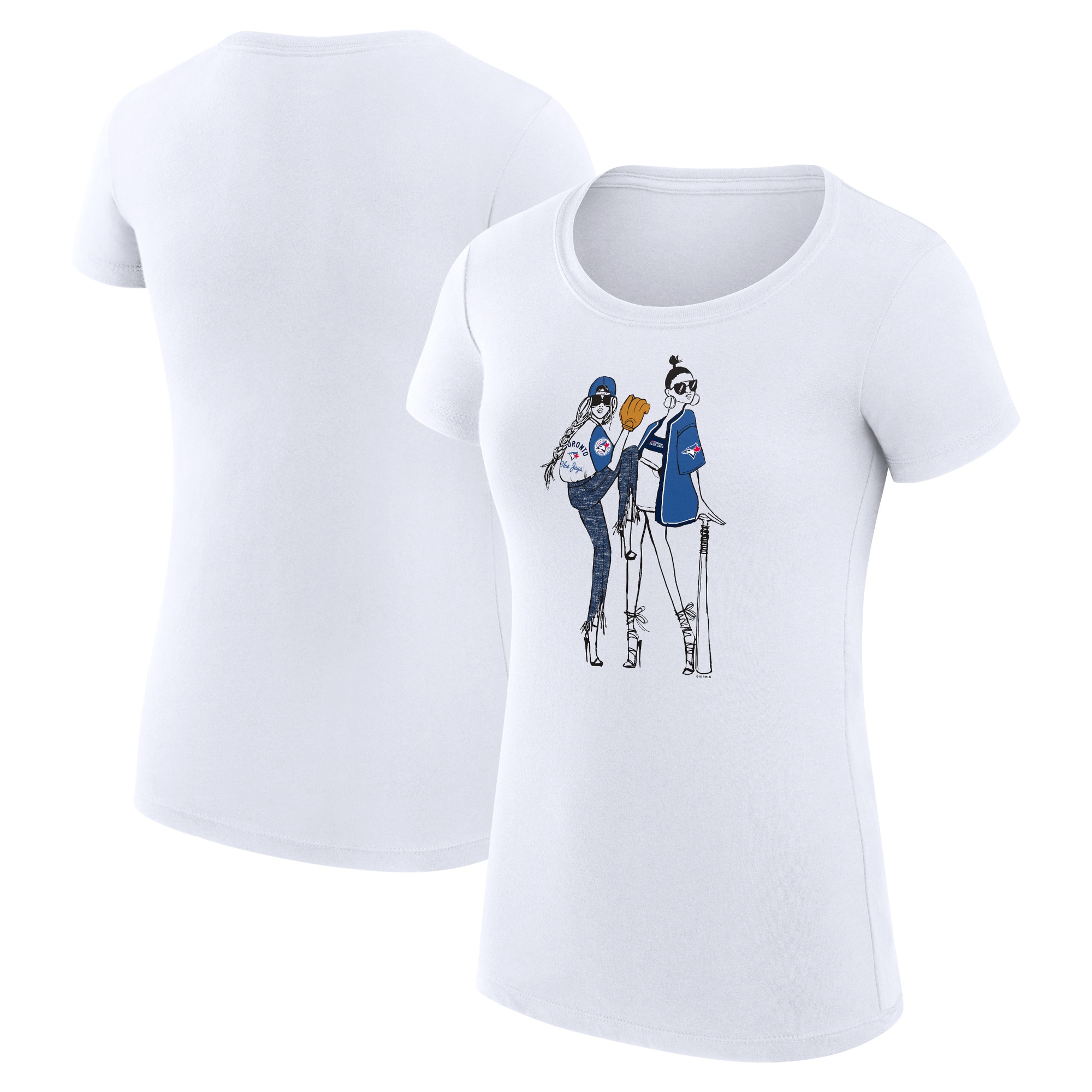 Women's Toronto Blue Jays  G-III 4Her by Carl Banks White Baseball Girls Fitted T-Shirt