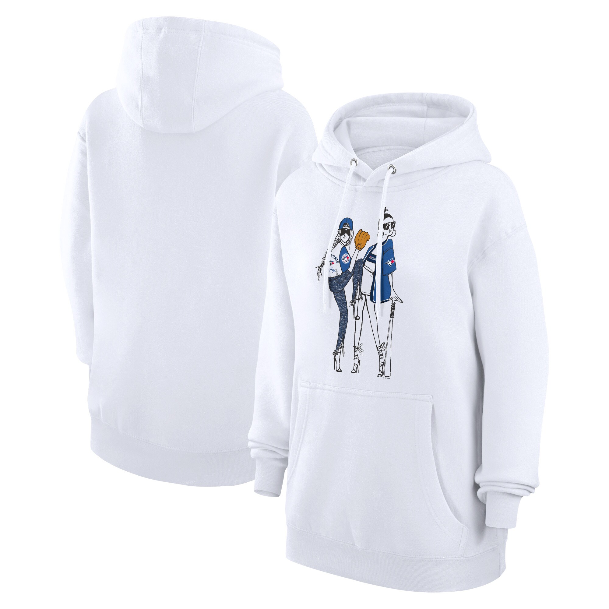 Women's Toronto Blue Jays  G-III 4Her by Carl Banks White Baseball Girls Fleece Pullover Hoodie
