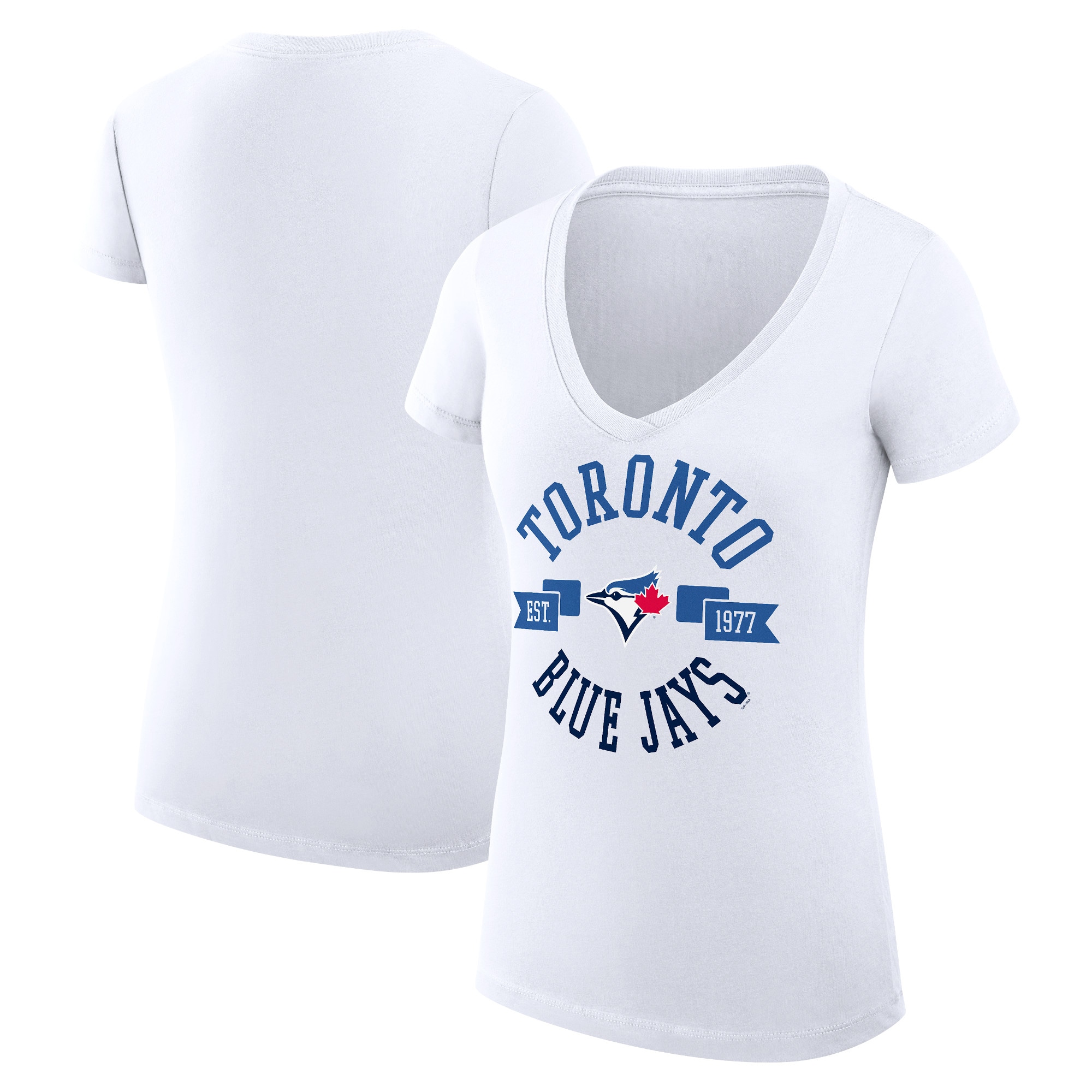Women's Toronto Blue Jays G-III 4Her by Carl Banks White City Graphic V-Neck Fitted T-Shirt