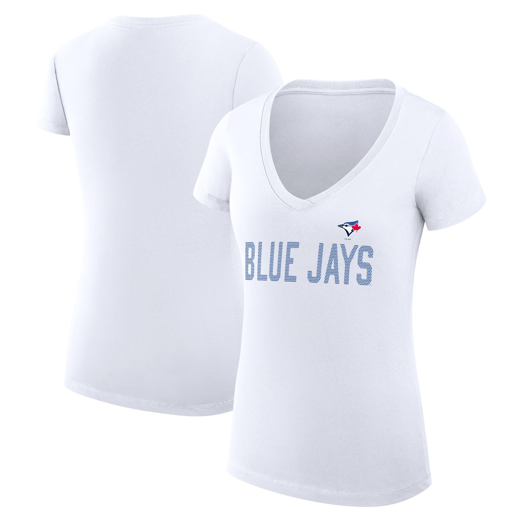 Women's Toronto Blue Jays  G-III 4Her by Carl Banks White Dot Print V-Neck Fitted T-Shirt