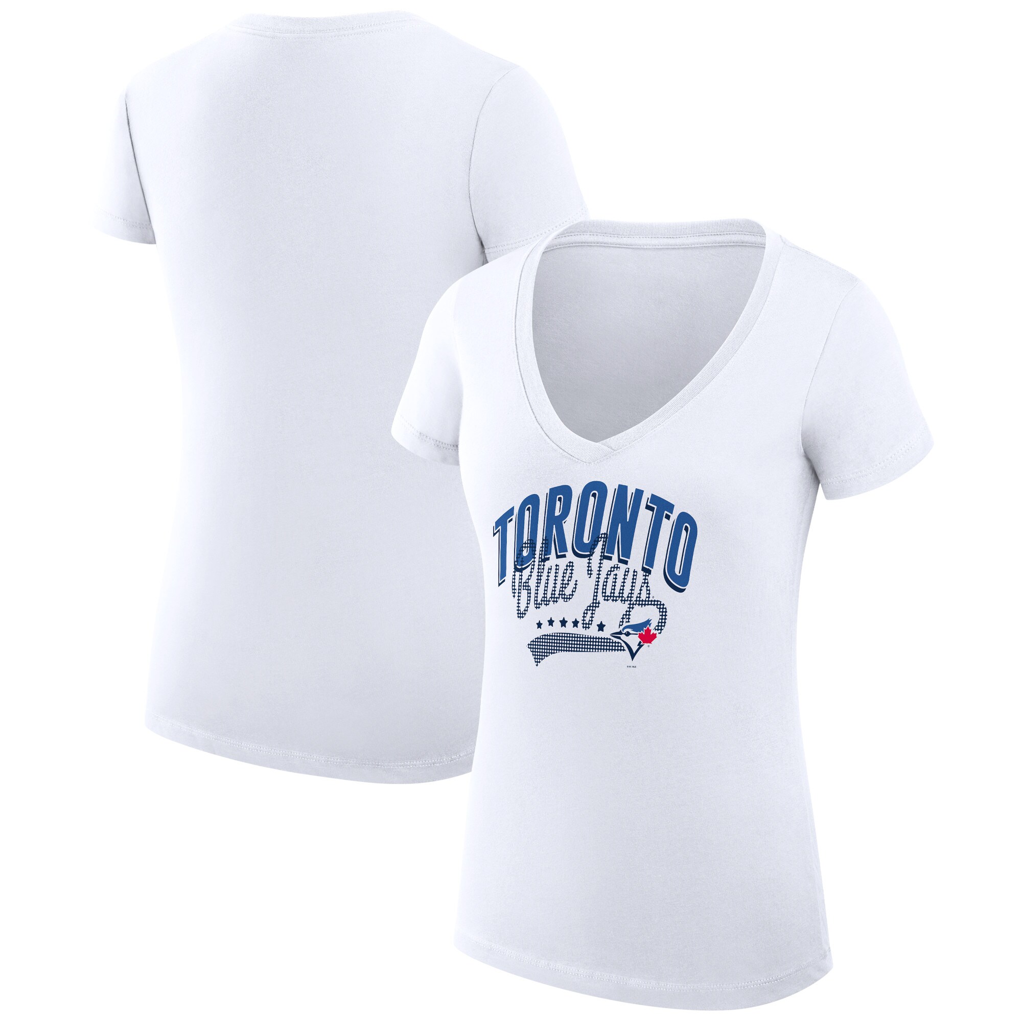 Women's Toronto Blue Jays  G-III 4Her by Carl Banks White Filigree Team V-Neck Fitted T-Shirt