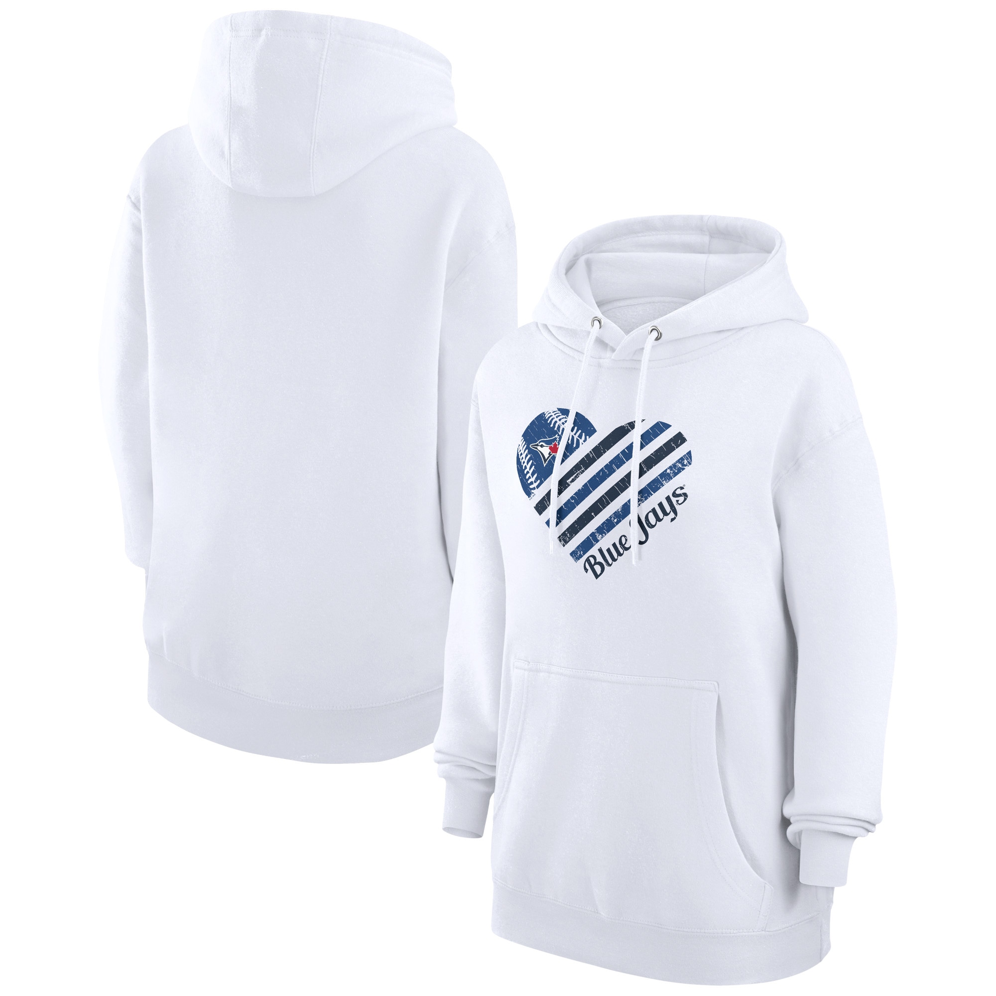 Women's Toronto Blue Jays  G-III 4Her by Carl Banks White Heart Fleece Pullover Hoodie