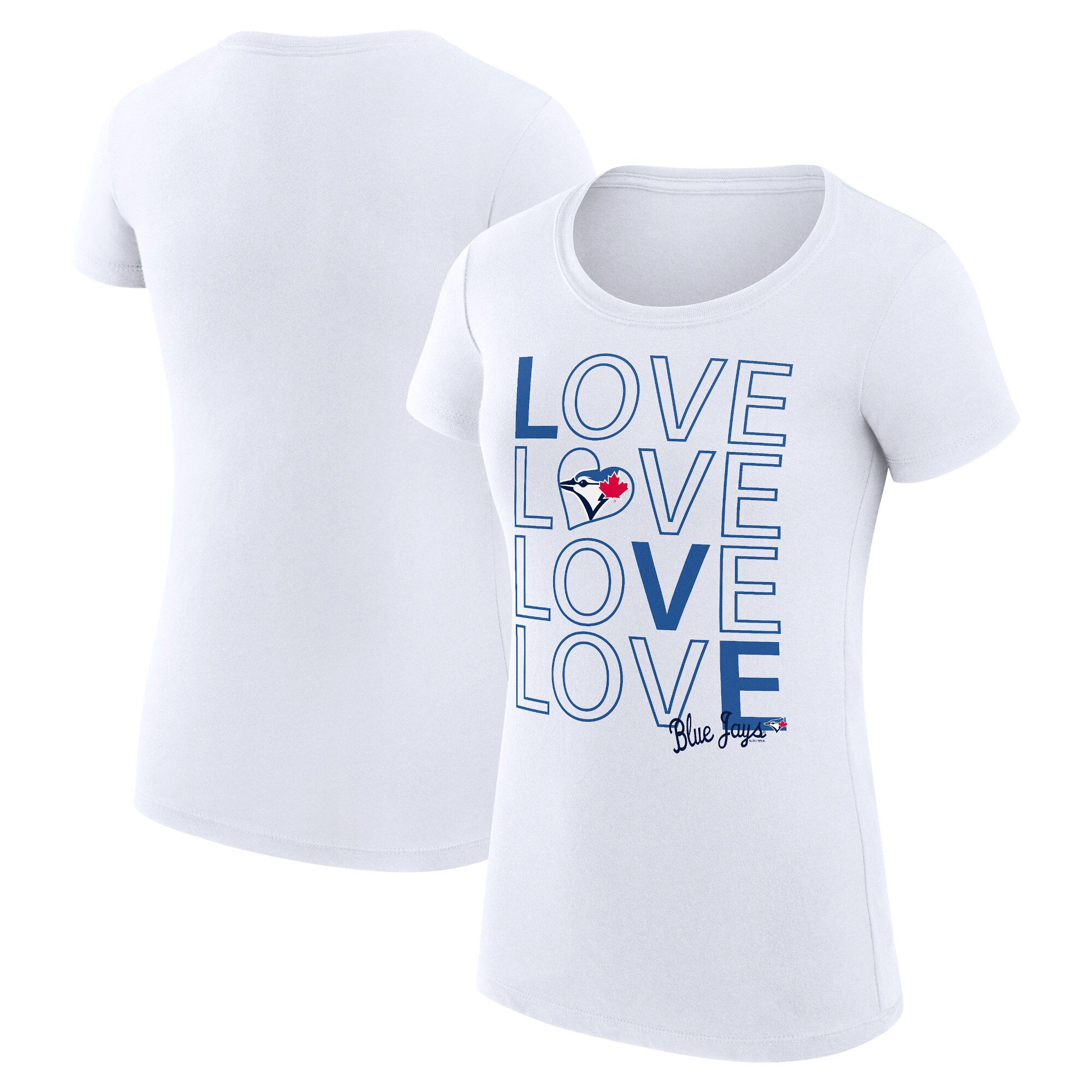 Women's Toronto Blue Jays G-III 4Her by Carl Banks White Love Graphic Team Fitted T-Shirt