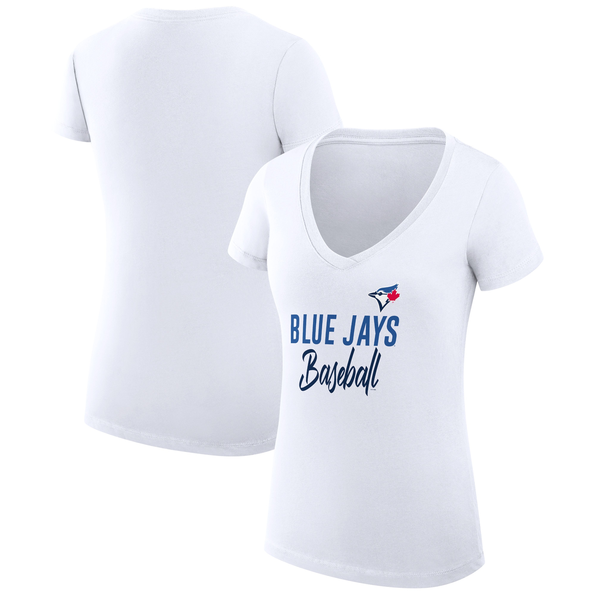 Women's Toronto Blue Jays  G-III 4Her by Carl Banks White Team Graphic V-Neck Fitted T-Shirt