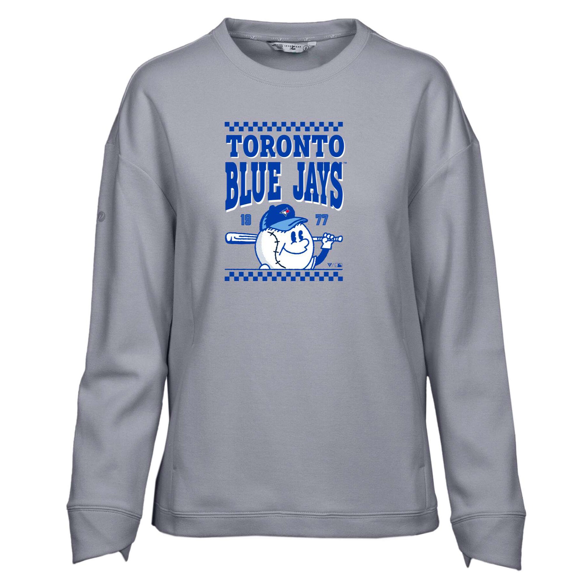 Women's Toronto Blue Jays  Levelwear Gray  Fiona Inaugural Pullover Sweatshirt