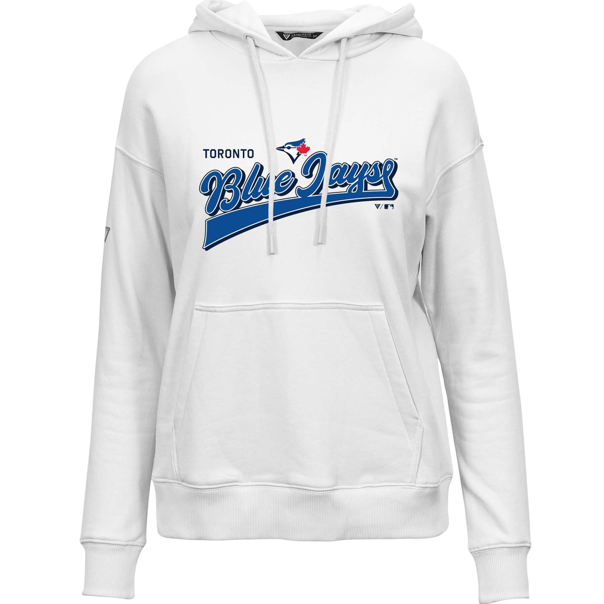 Women's Toronto Blue Jays  Levelwear White  Adorn Retro Rafter Pullover Hoodie