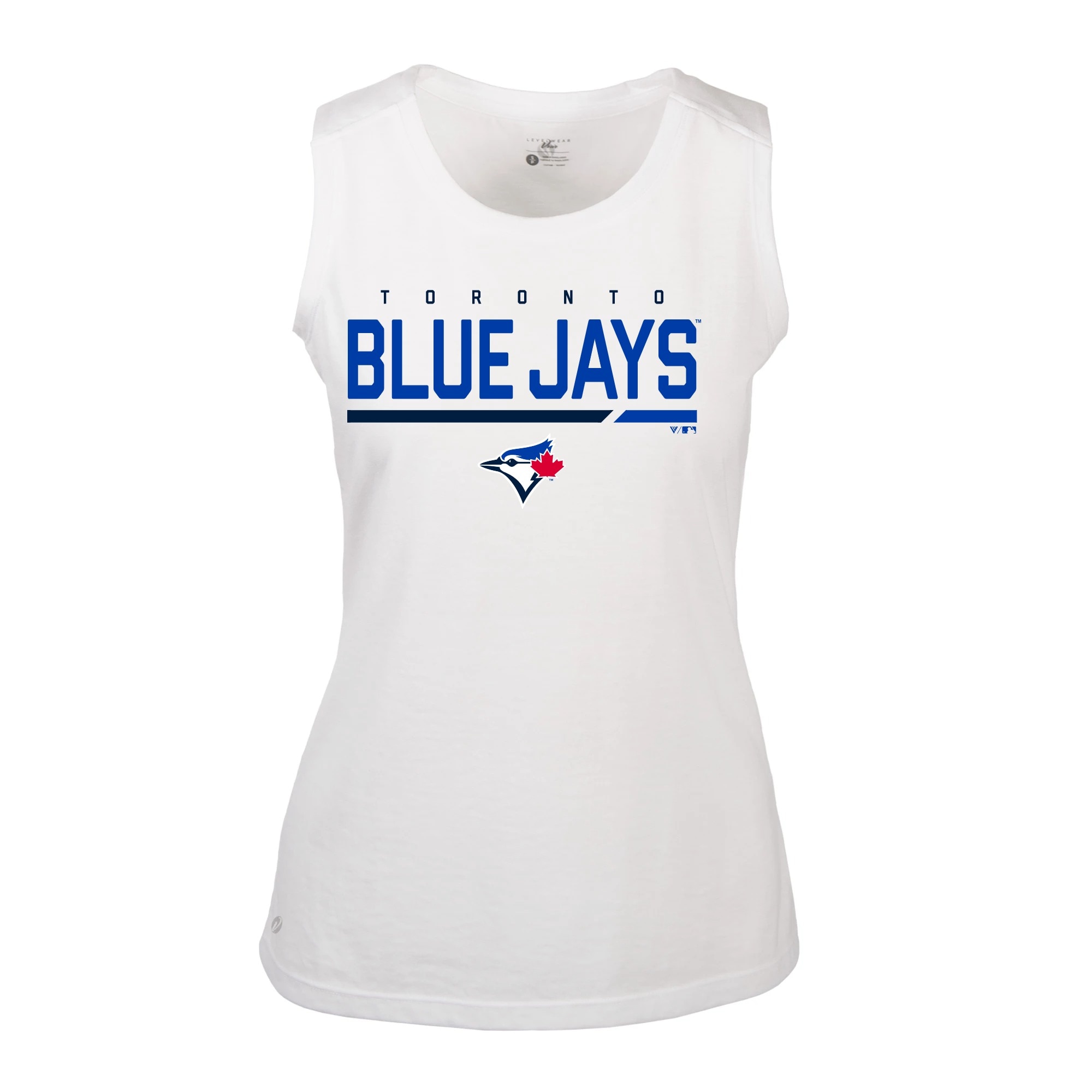 Women's Toronto Blue Jays Levelwear White Macy Muscle Tank Top