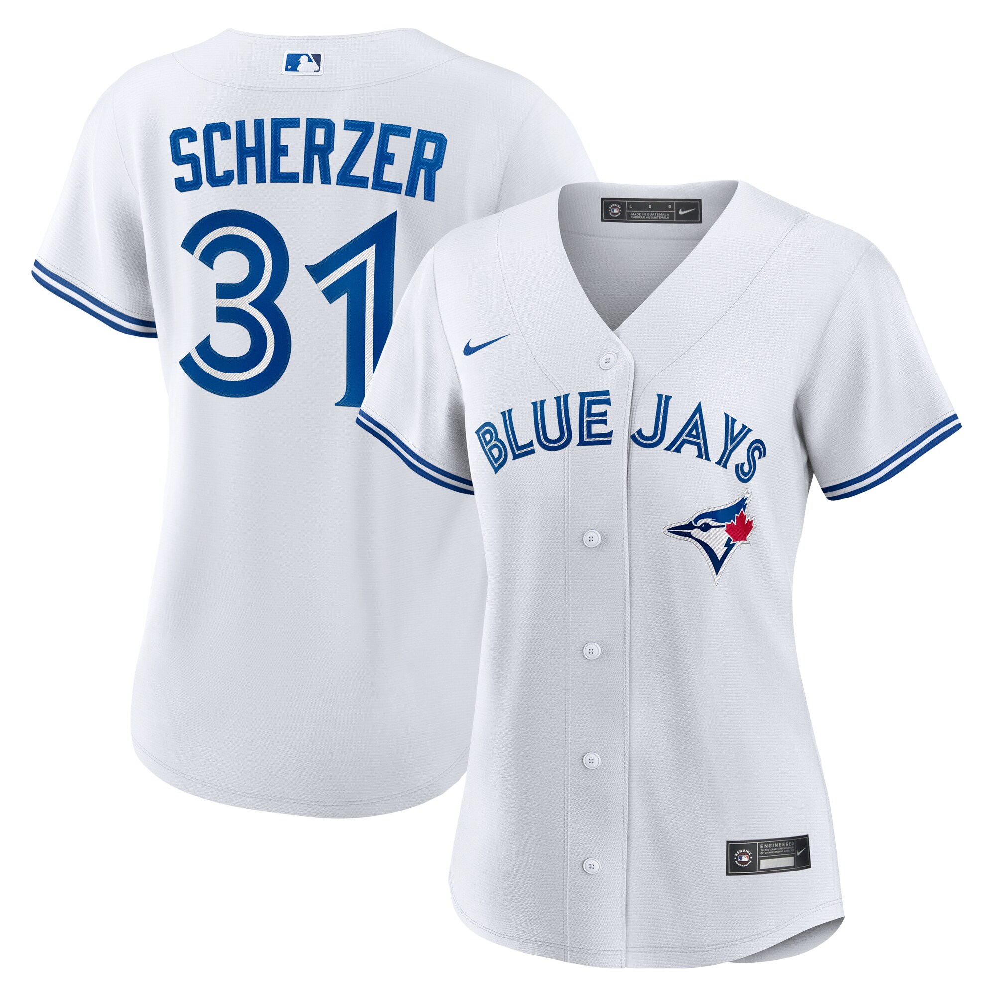 Women's Toronto Blue Jays Max Scherzer Nike White Home Replica Jersey
