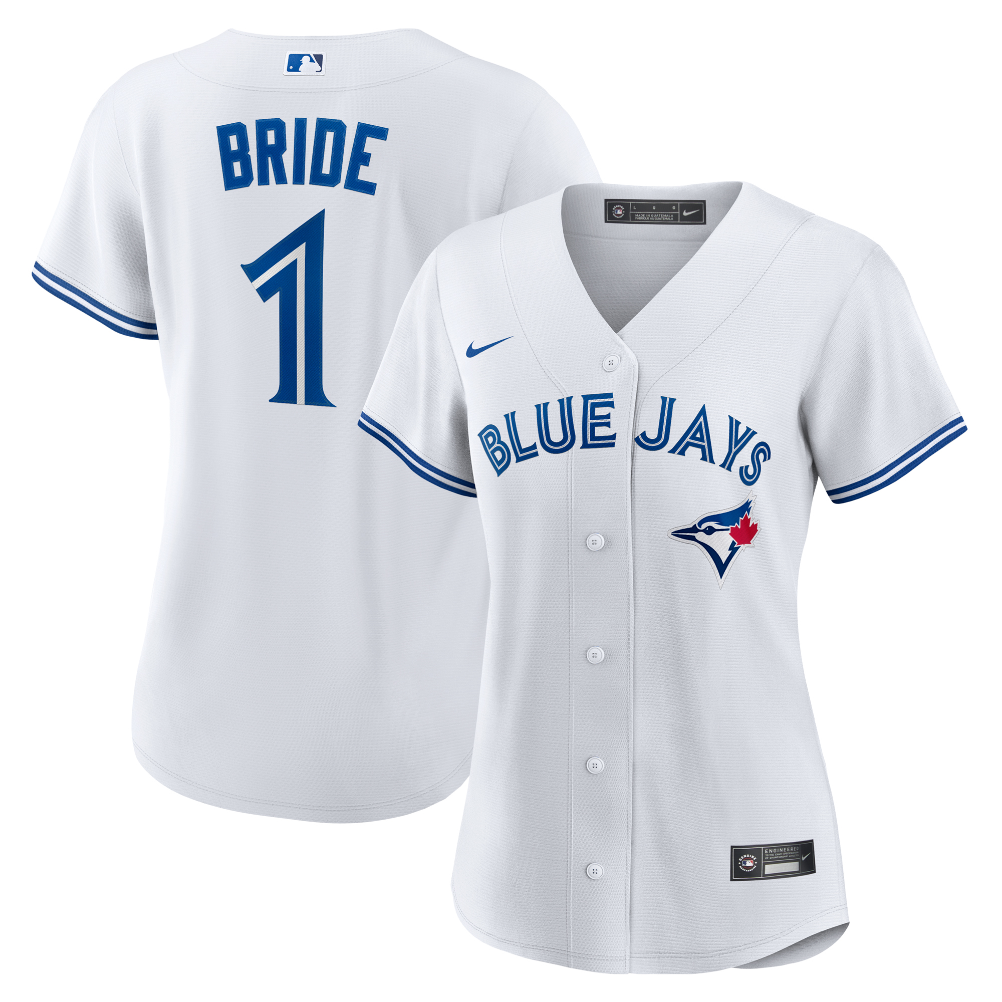 Women's Toronto Blue Jays Nike White #1 Bride Home Replica Jersey